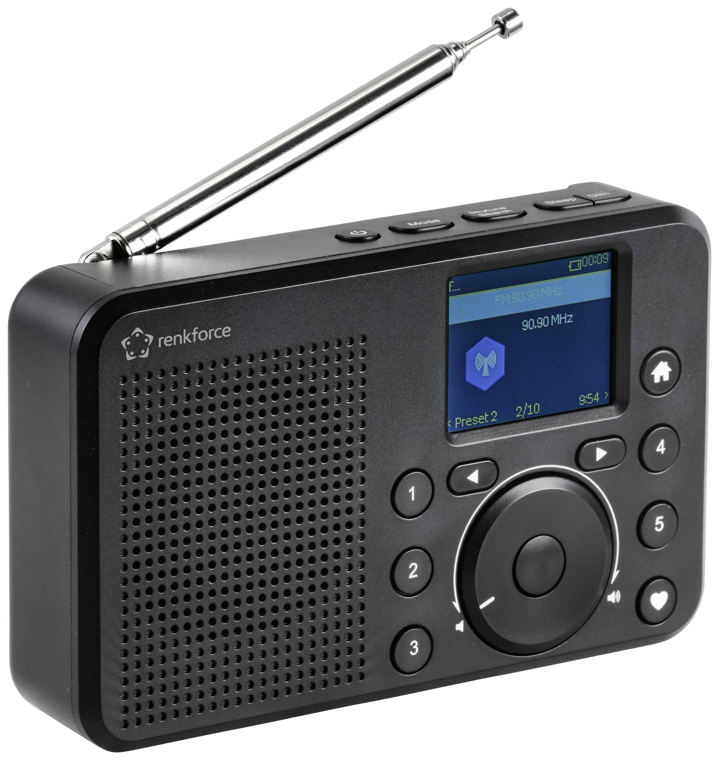 Renkforce RF-IR-200 Internet Tischradio Internet, DAB+, UKW Bluetooth®, DLNA, SD, Internetradio wiederaufladbar Schwarz