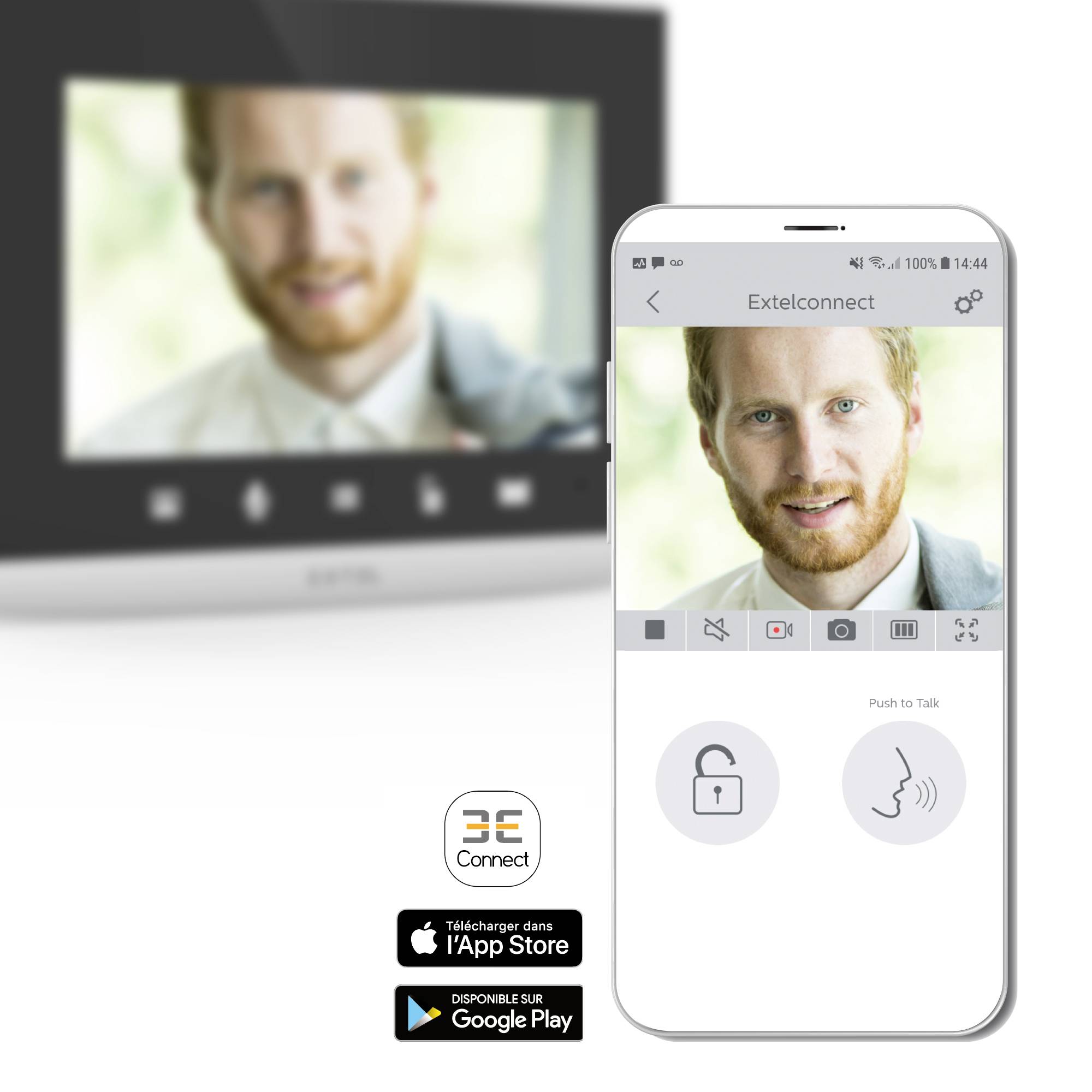 Extel CONNECT 2 Video-Türsprechanlage WLAN Komplett-Set Grau, Schwarz