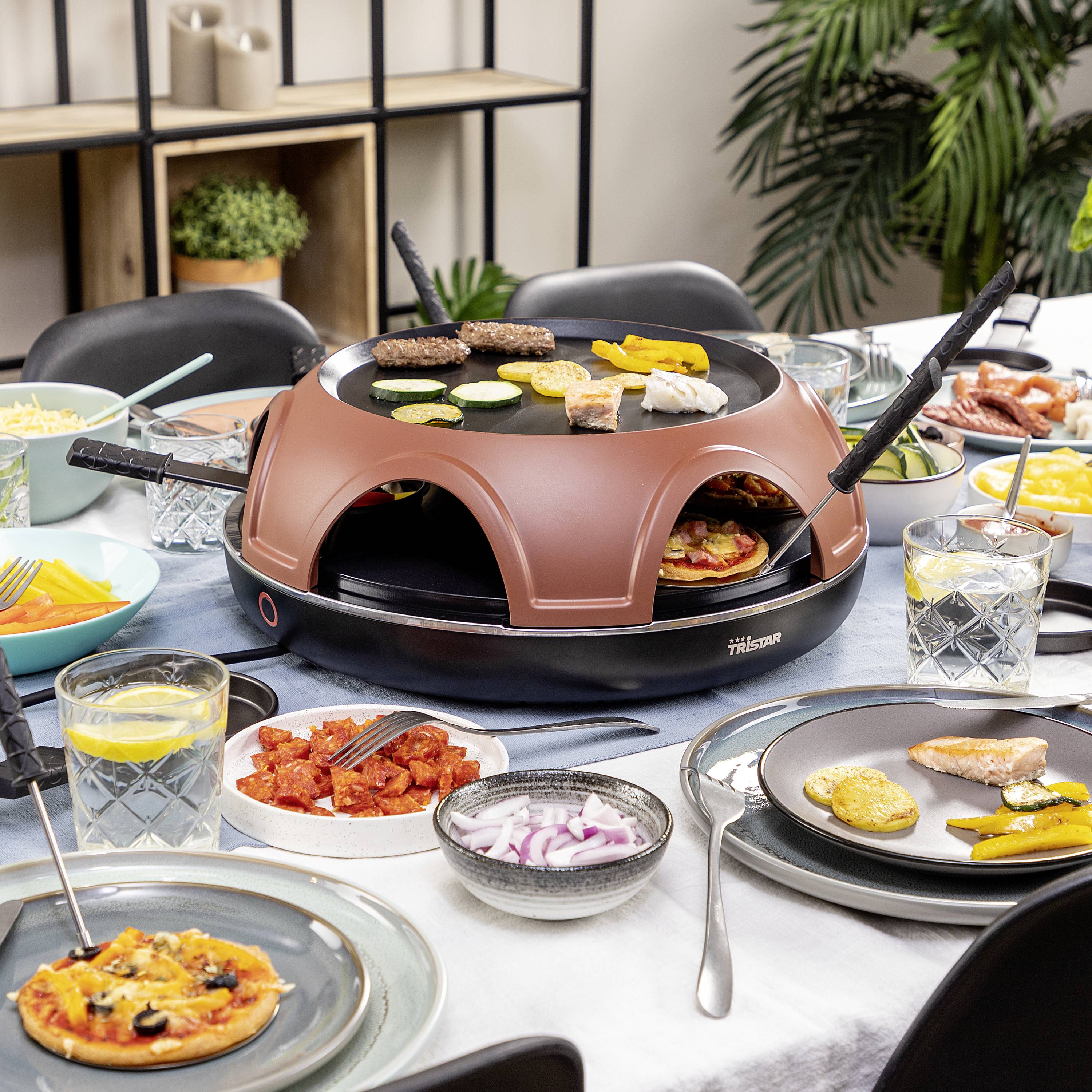 Tristar Festa Connec Raclette 6 Pfännchen Terracotta, Schwarz