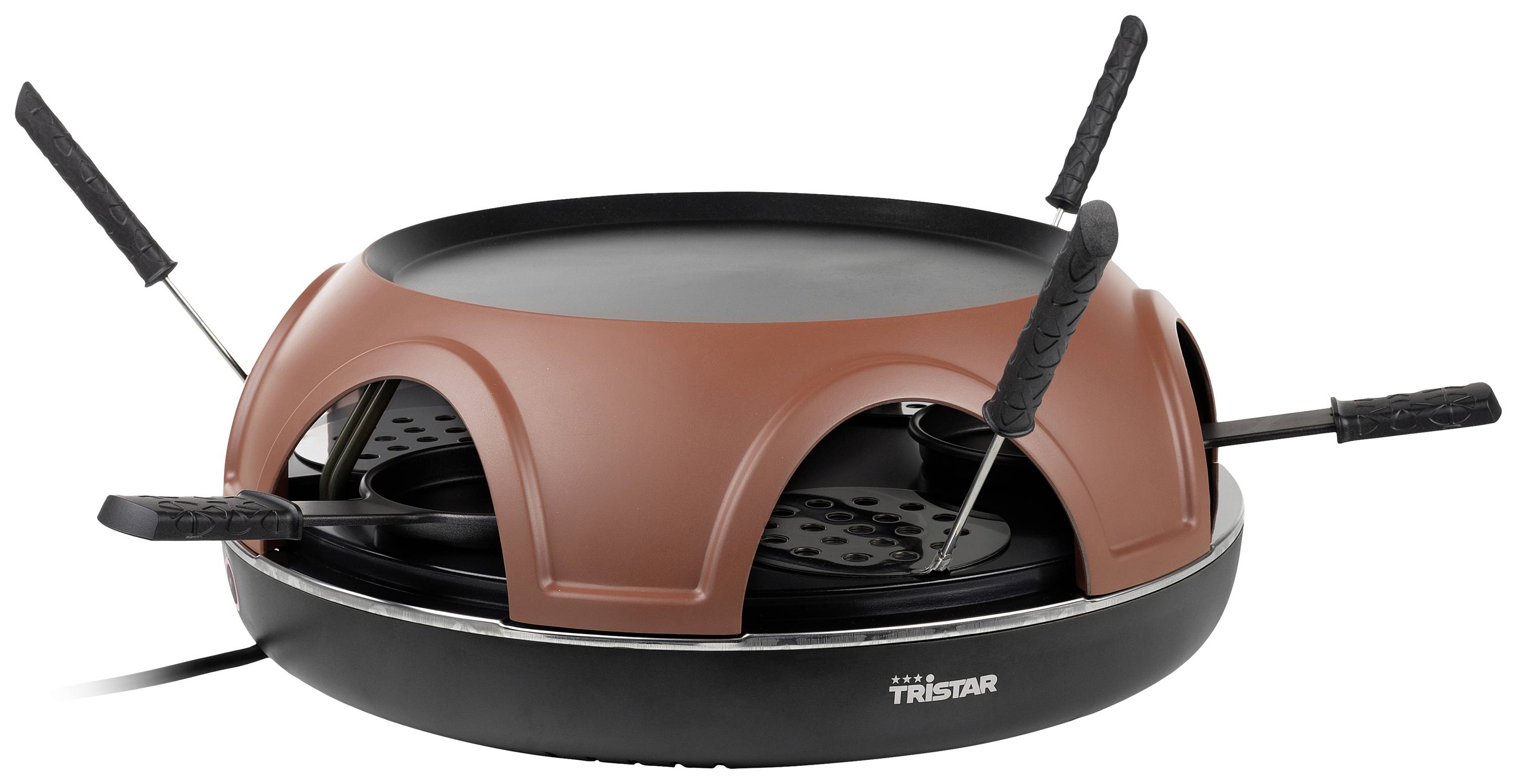 Tristar Festa Connec Raclette 6 Pfännchen Terracotta, Schwarz