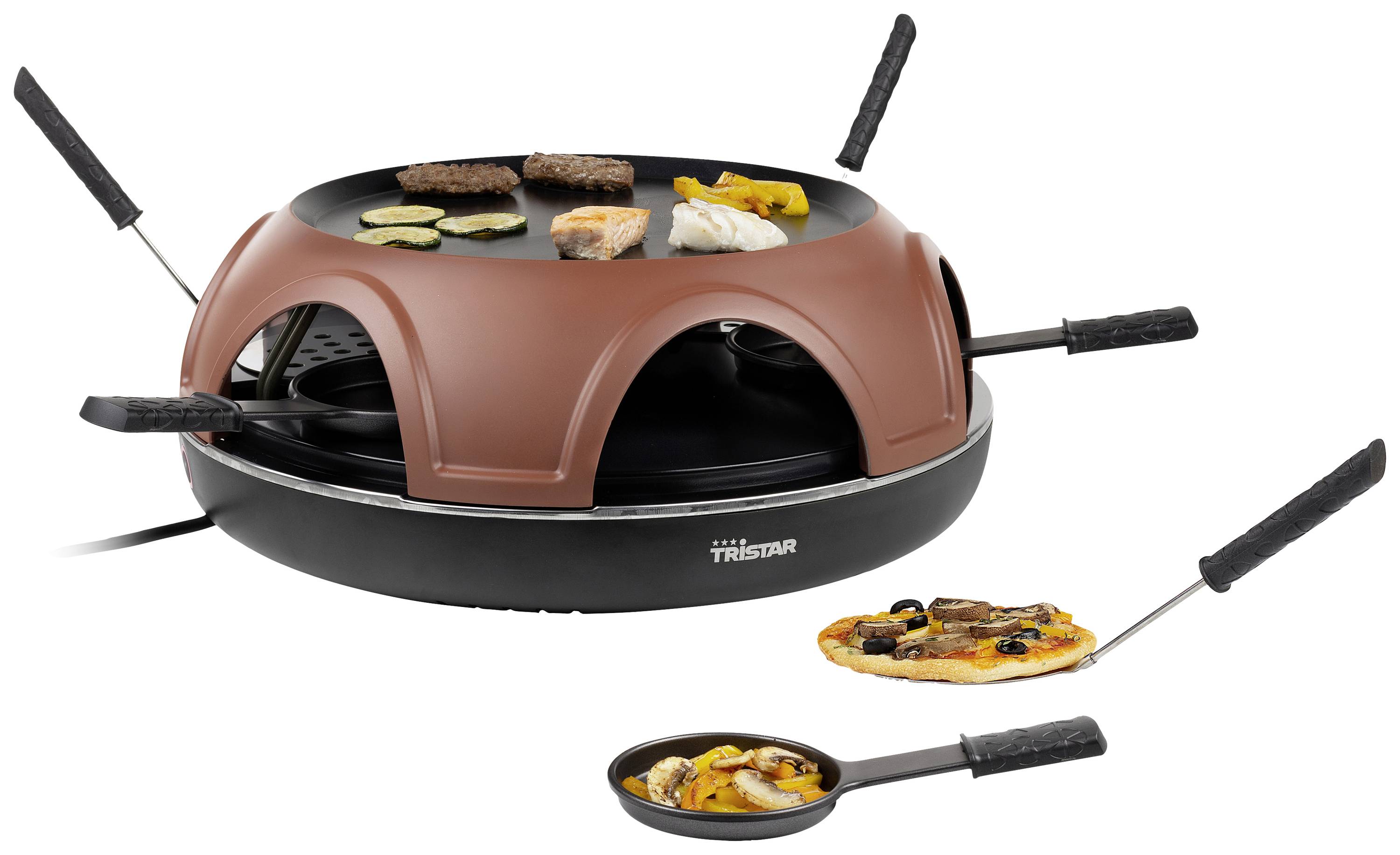 Tristar Festa Connec Raclette 6 Pfännchen Terracotta, Schwarz