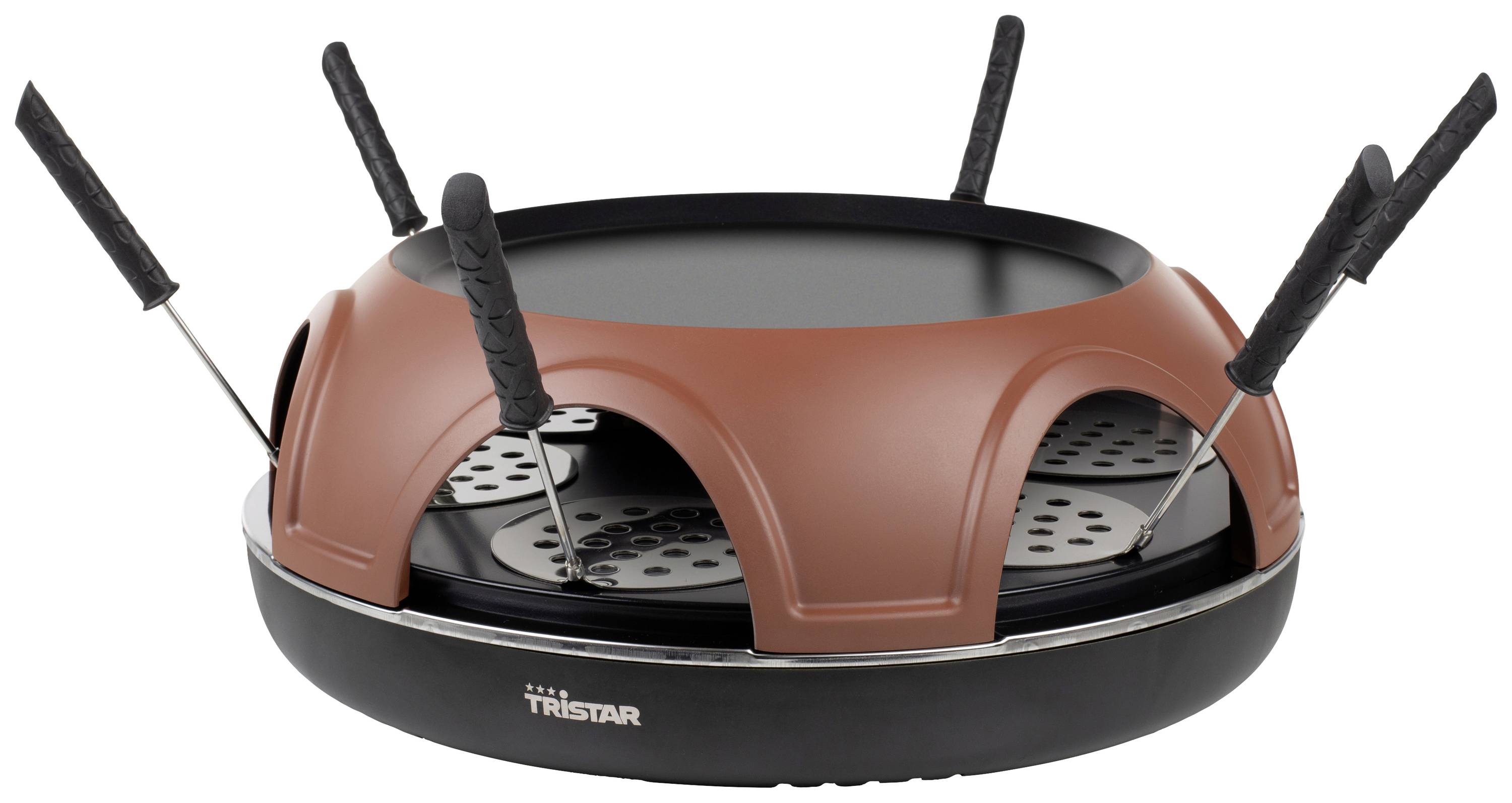 Tristar Festa Connec Raclette 6 Pfännchen Terracotta, Schwarz