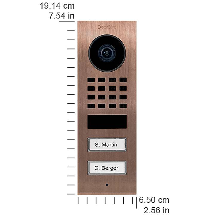 DoorBird D1102V Aufputz IP-Video-Türsprechanlage WLAN, LAN Außeneinheit Edelstahl V2A (gebürstet), Bronze-Optik