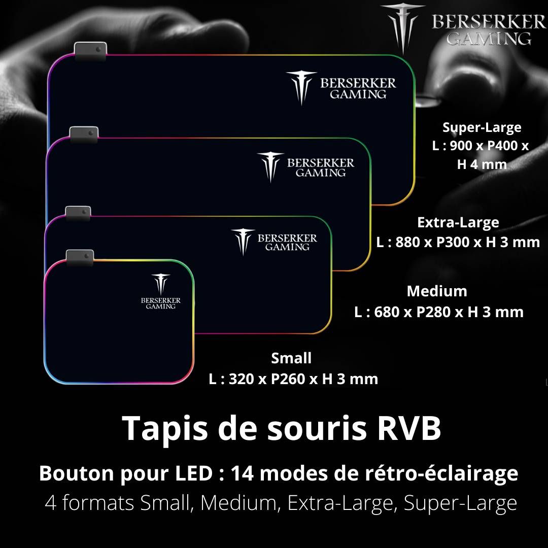 Berserker Gaming THIAZIbeleuchtetes Gaming-Mauspad Beleuchtet Mehrfarbig