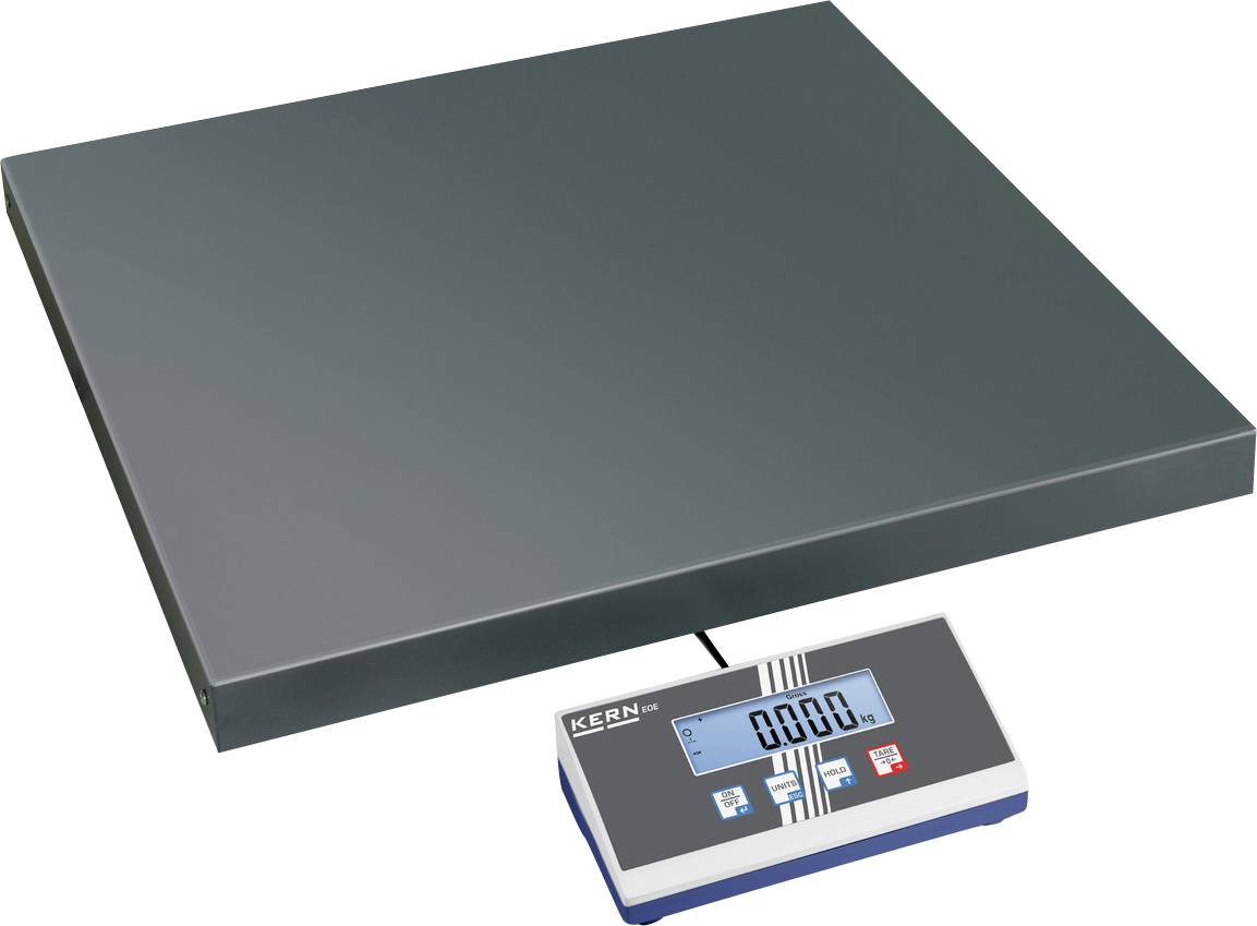 Plattformwaage mit digitaler Anzeige zeigt '0,000 kg'. Moderne, flache Konstruktion, geeignet für präzises Wiegen in industriellen Umgebungen.