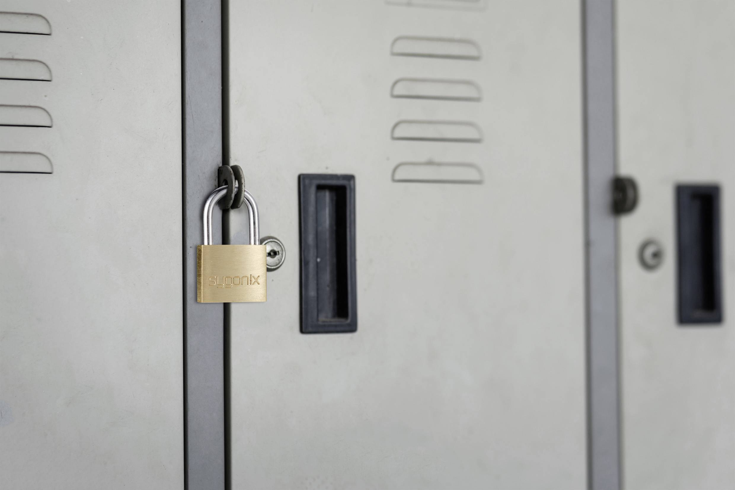 Sygonix SY-5045280 Vorhängeschloss 19.7mm teilweise gleichschließend Goldgelb Schlüsselschloss