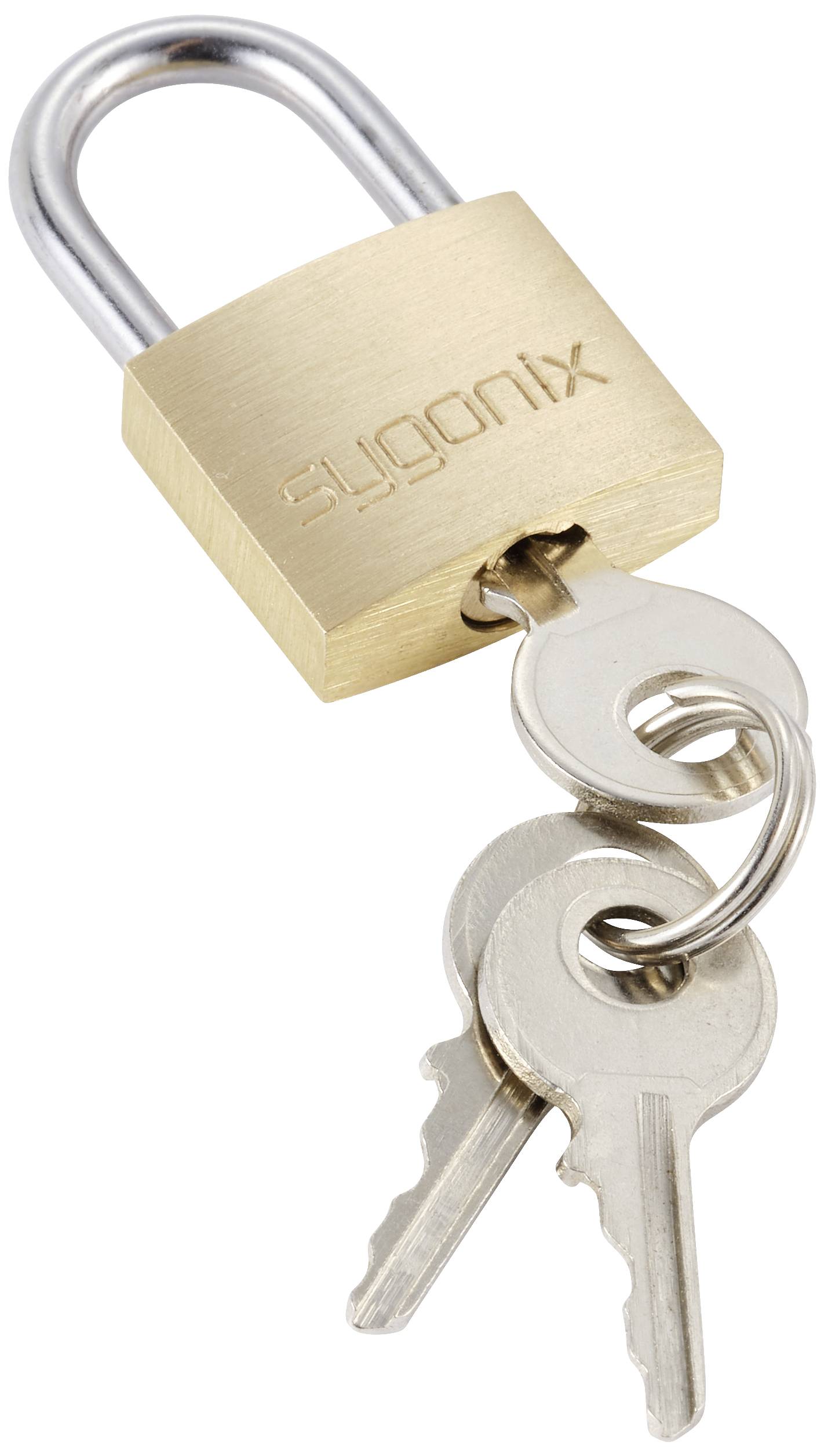 Sygonix SY-5045280 Vorhängeschloss 19.7mm teilweise gleichschließend Goldgelb Schlüsselschloss