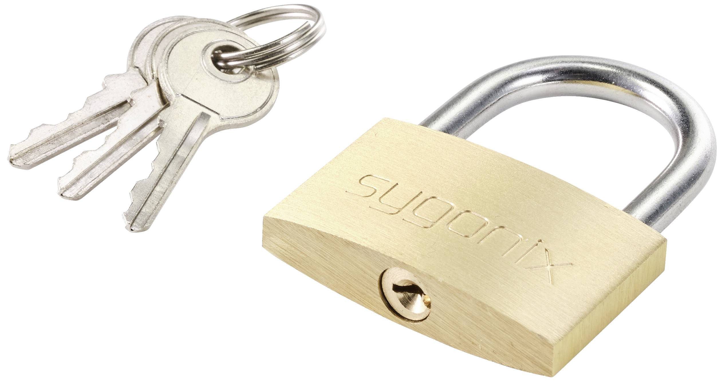 Sygonix SY-5045284 Vorhängeschloss 39.8mm teilweise gleichschließend Goldgelb Schlüsselschloss