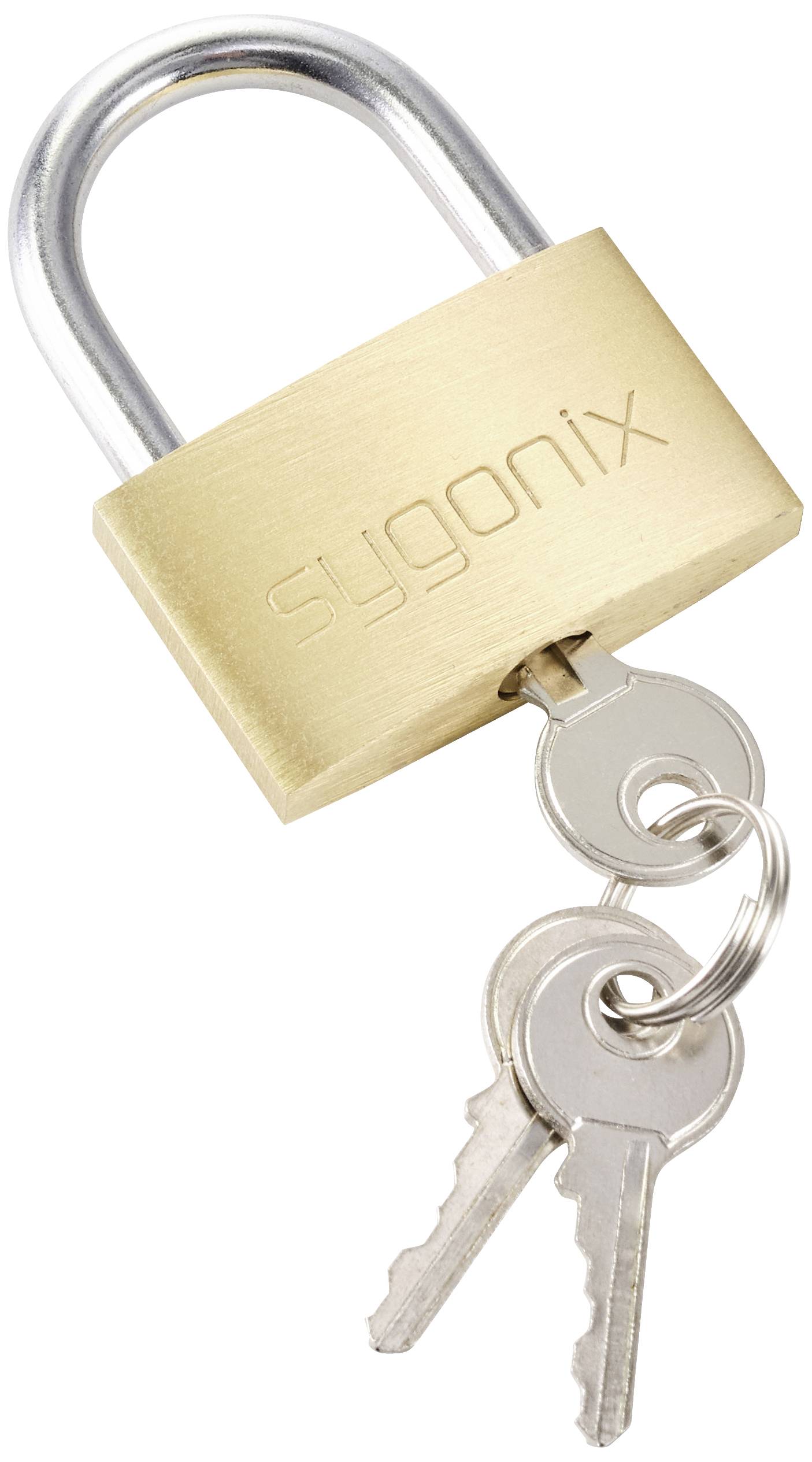 Sygonix SY-5045284 Vorhängeschloss 39.8mm teilweise gleichschließend Goldgelb Schlüsselschloss