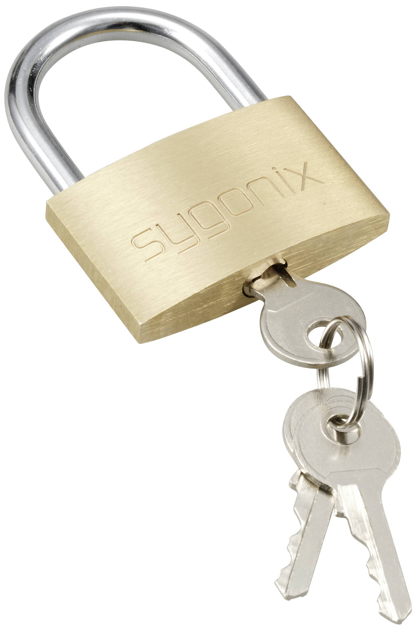 Sygonix SY-5045286 Vorhängeschloss 49mm teilweise gleichschließend Goldgelb Schlüsselschloss
