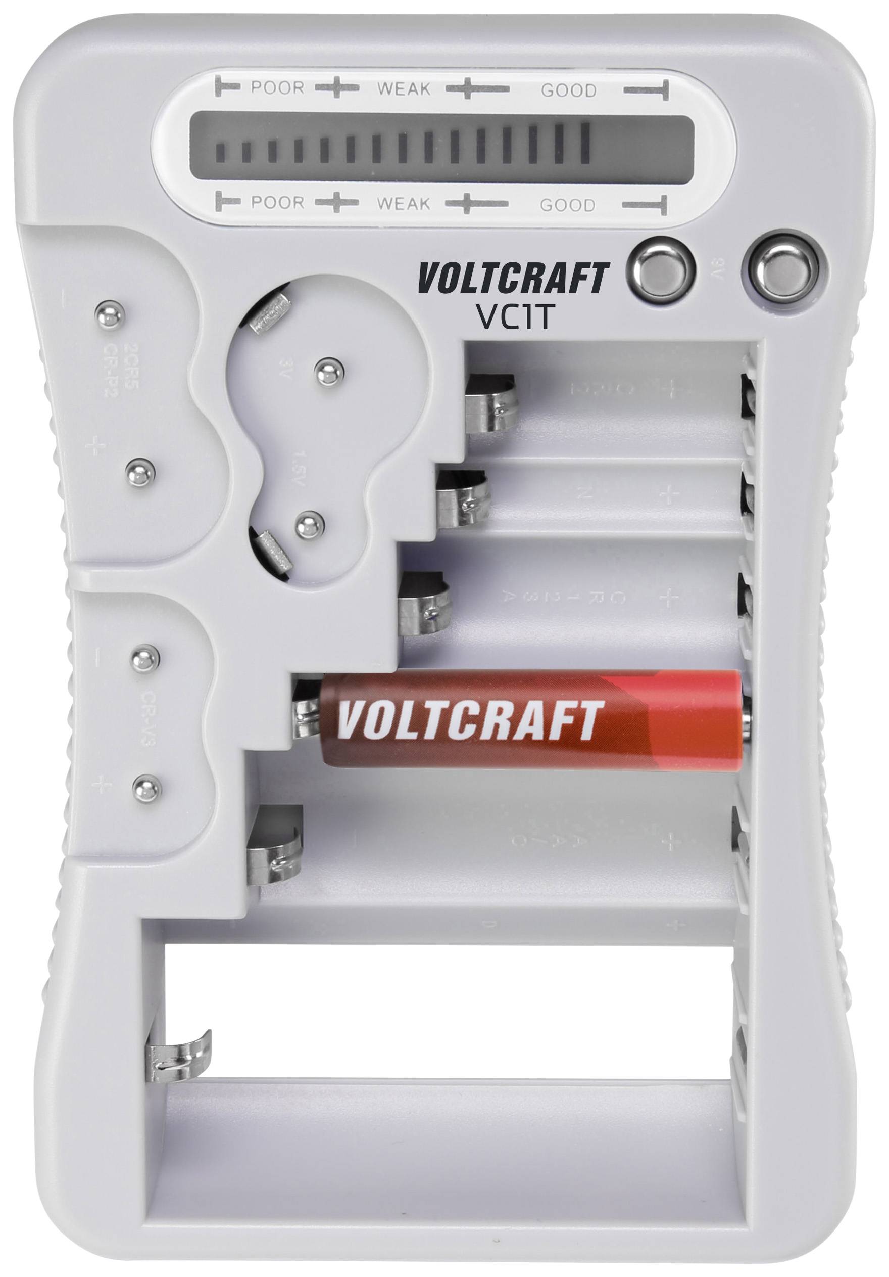 VOLTCRAFT Batterietester VC1T Messbereich (Batterietester) 1,5 V, 3 V, 6 V, 9V Batterie VC-12613270