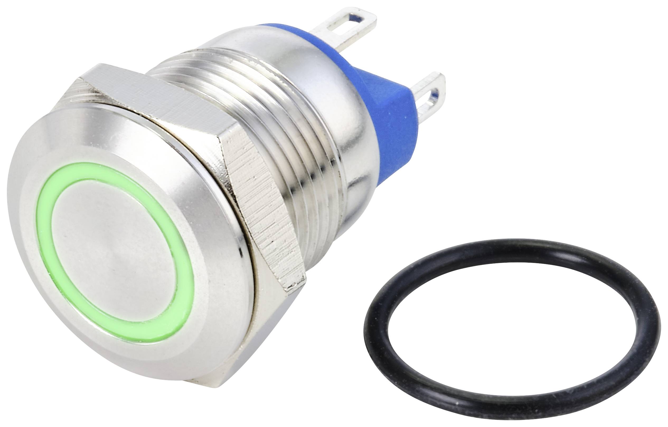 TRU COMPONENTS TC-10090900 GQ12-AF-10E/J/G/24V/S Vandalismusgeschützter Druckschalter 48 V/DC 2A 1 x Aus/(Ein) tastend Grün IP67