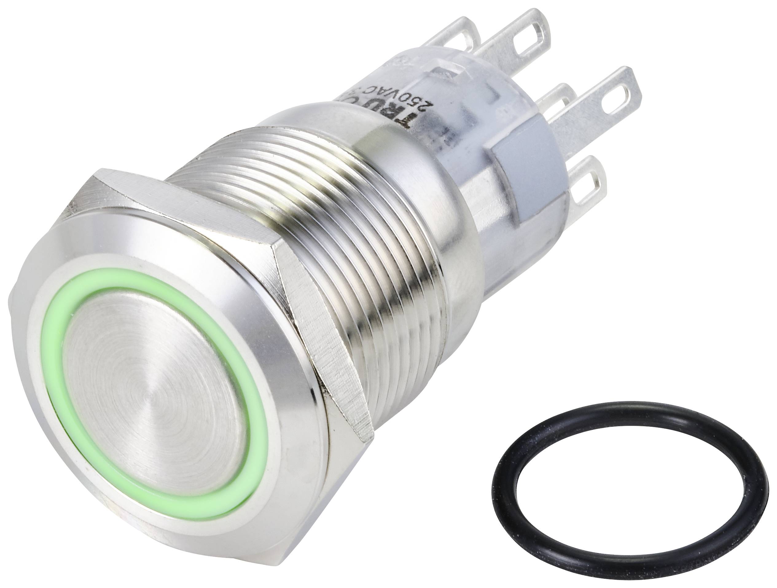 TRU COMPONENTS TC-10090964 LAS1-AGQ-22E/G/24V/S Vandalismusgeschützter Drucktaster 250 V/AC 3A 2 x Ein/(Ein) tastend Grün IP65