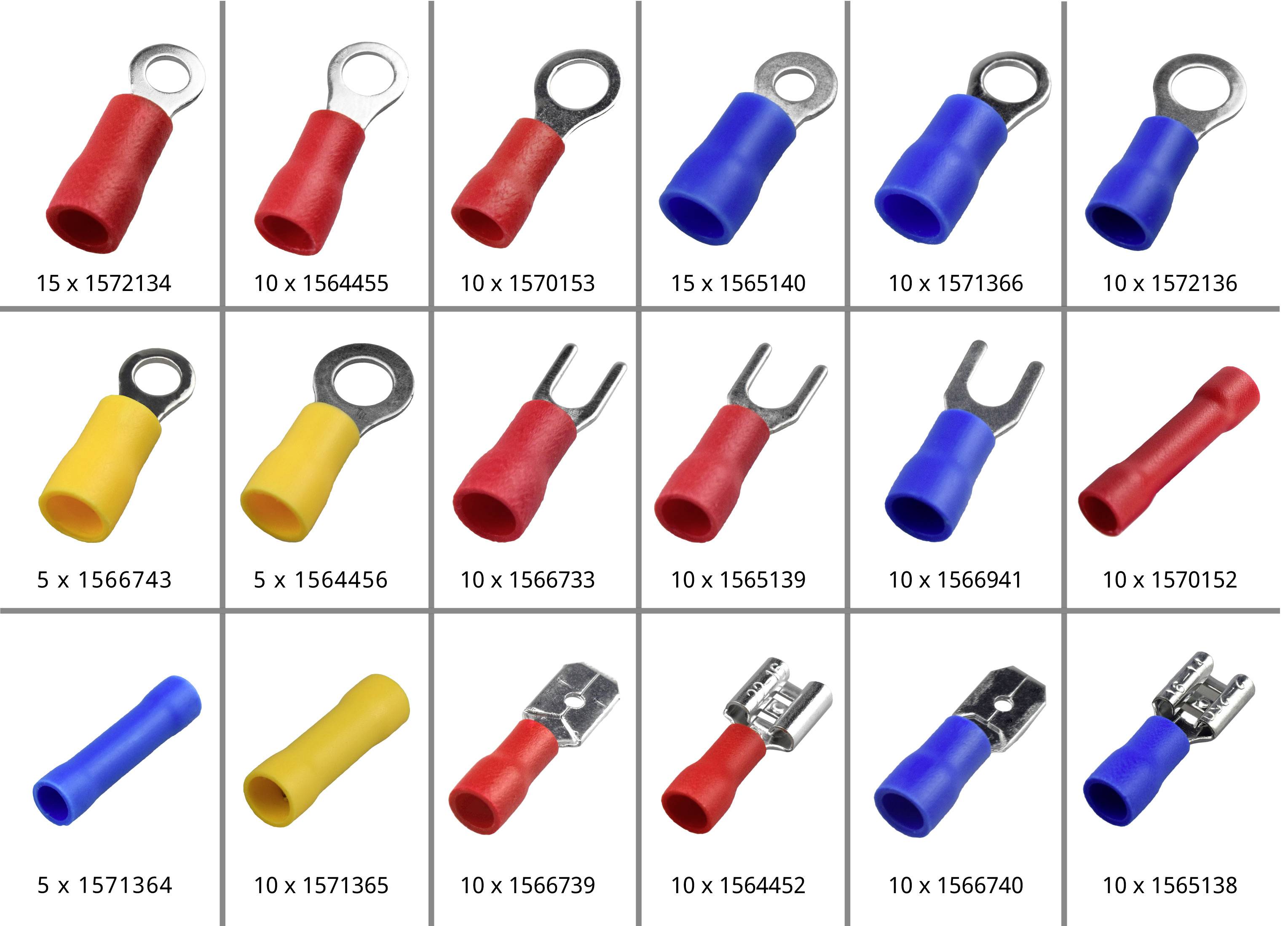 TRU COMPONENTS TC-10091112 Quetschverbinder-Sortiment 0.5mm² 6mm² Rot, Blau, Gelb 1St.