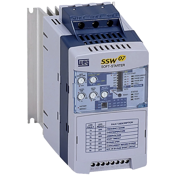 WEG SSW07 0030 T5 SZ 10194172 Sanftstarter Motorleistung bei 400V 15kW Motorleistung bei 230V 9.2kW 230 V/AC, 575 V/AC Nennstrom WEG SSW07 0030 T5 SZ 10194172 Sanftstarter Motorleistung bei 400V 15kW Motorleistung bei 230V 9.2kW 230 V/AC, 575 V/AC Nennstrom