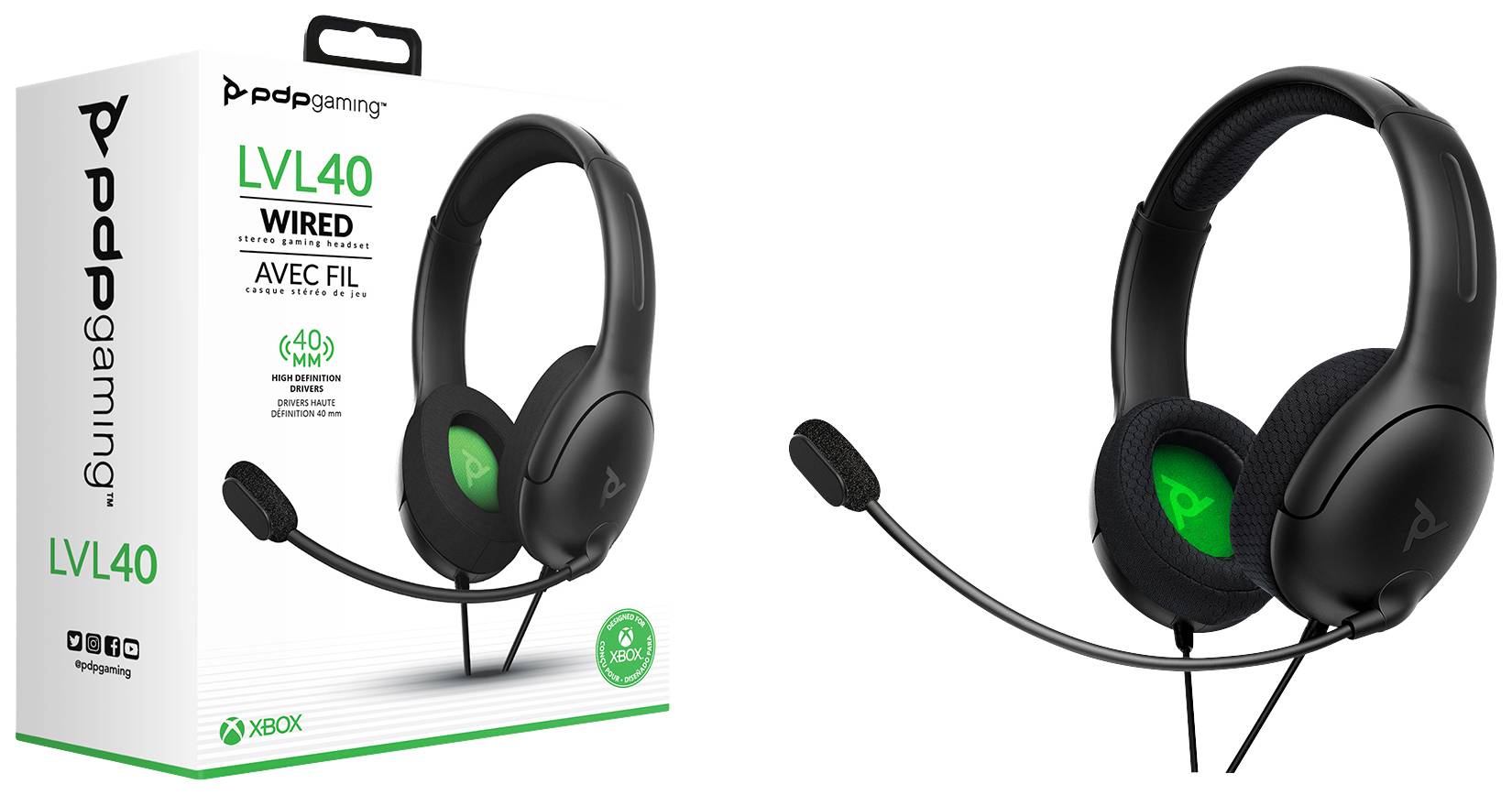 PDP 048-141-EU Over Ear Headset kabelgebunden Stereo Schwarz Mikrofon-Rauschunterdrückung, Noise Cancelling Mikrofon-Stummschaltung Gaming