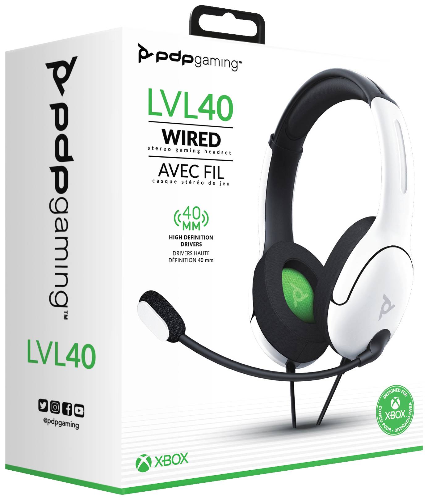 PDP 049-015-EU-WH Over Ear Headset kabelgebunden Stereo Weiß Mikrofon-Rauschunterdrückung, Noise Cancelling Mikrofon-Stummschaltung Gaming