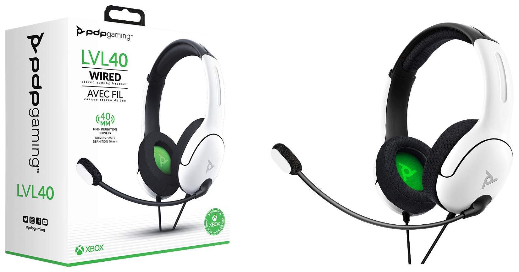 PDP 049-015-EU-WH Over Ear Headset kabelgebunden Stereo Weiß Mikrofon-Rauschunterdrückung, Noise Cancelling Mikrofon-Stummschaltung Gaming