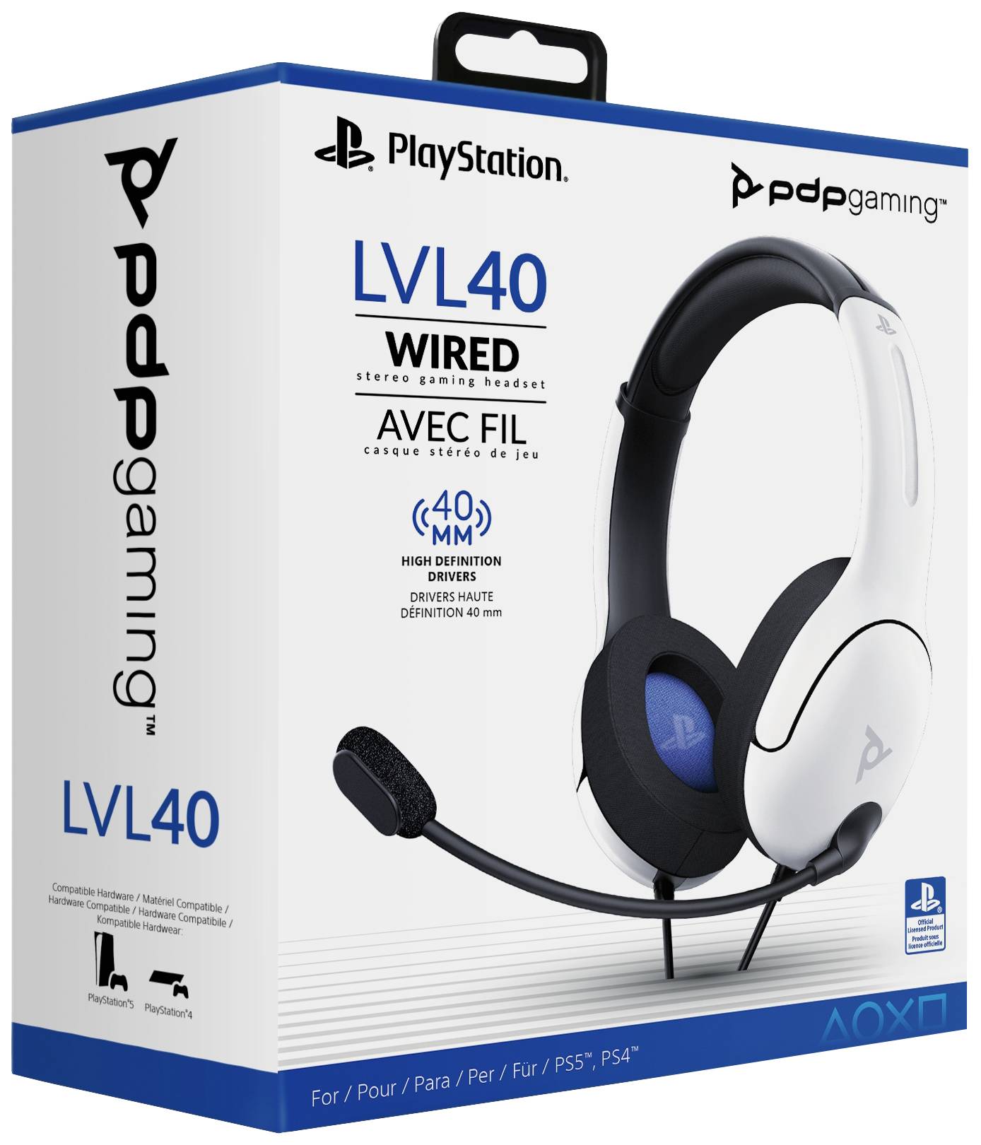 PDP 051-108-EU-WH Over Ear Headset kabelgebunden Stereo Weiß Mikrofon-Rauschunterdrückung, Noise Cancelling Mikrofon-Stummschaltung Gaming