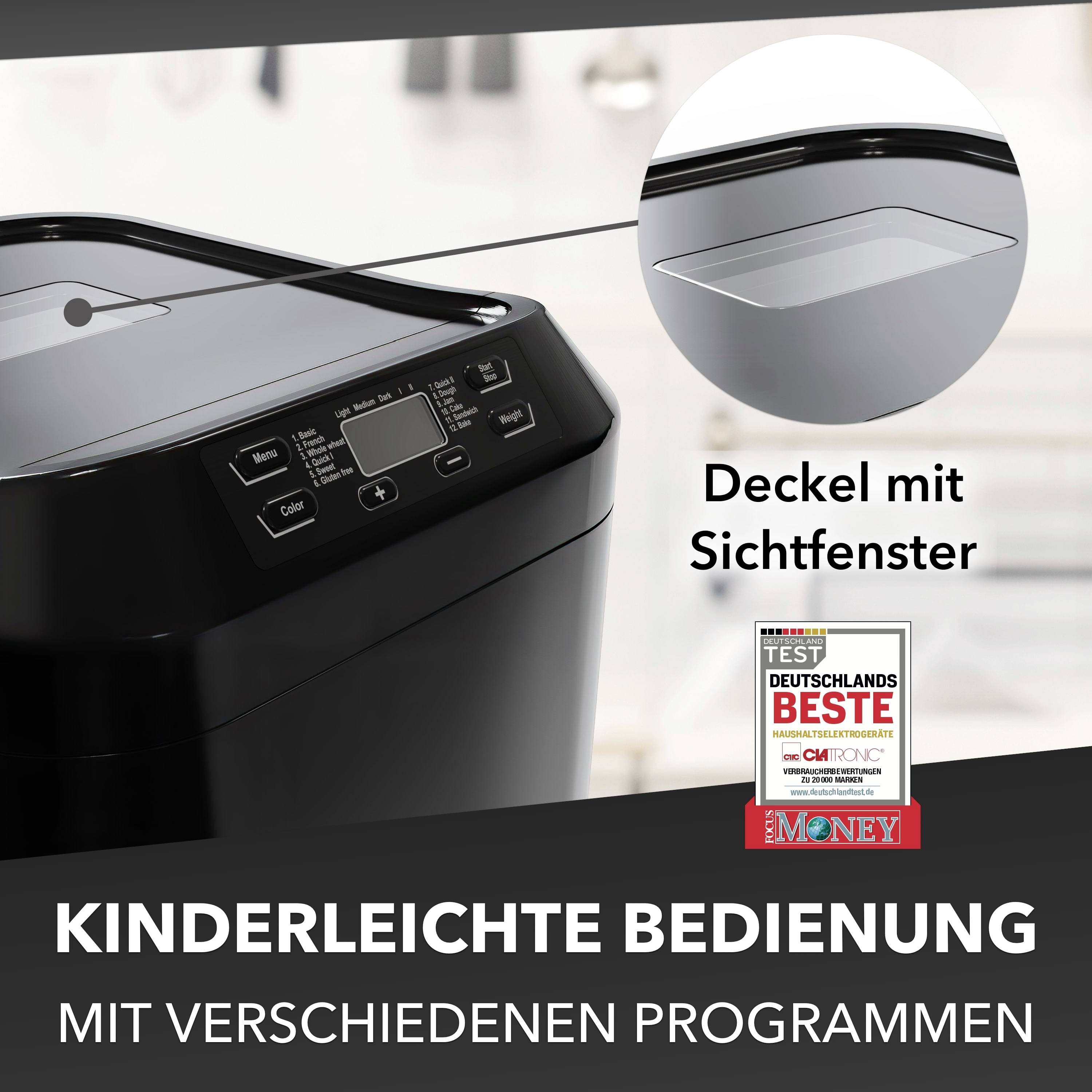 Clatronic BBA 3774 Brotbackautomat Timerfunktion 3 l Schwarz