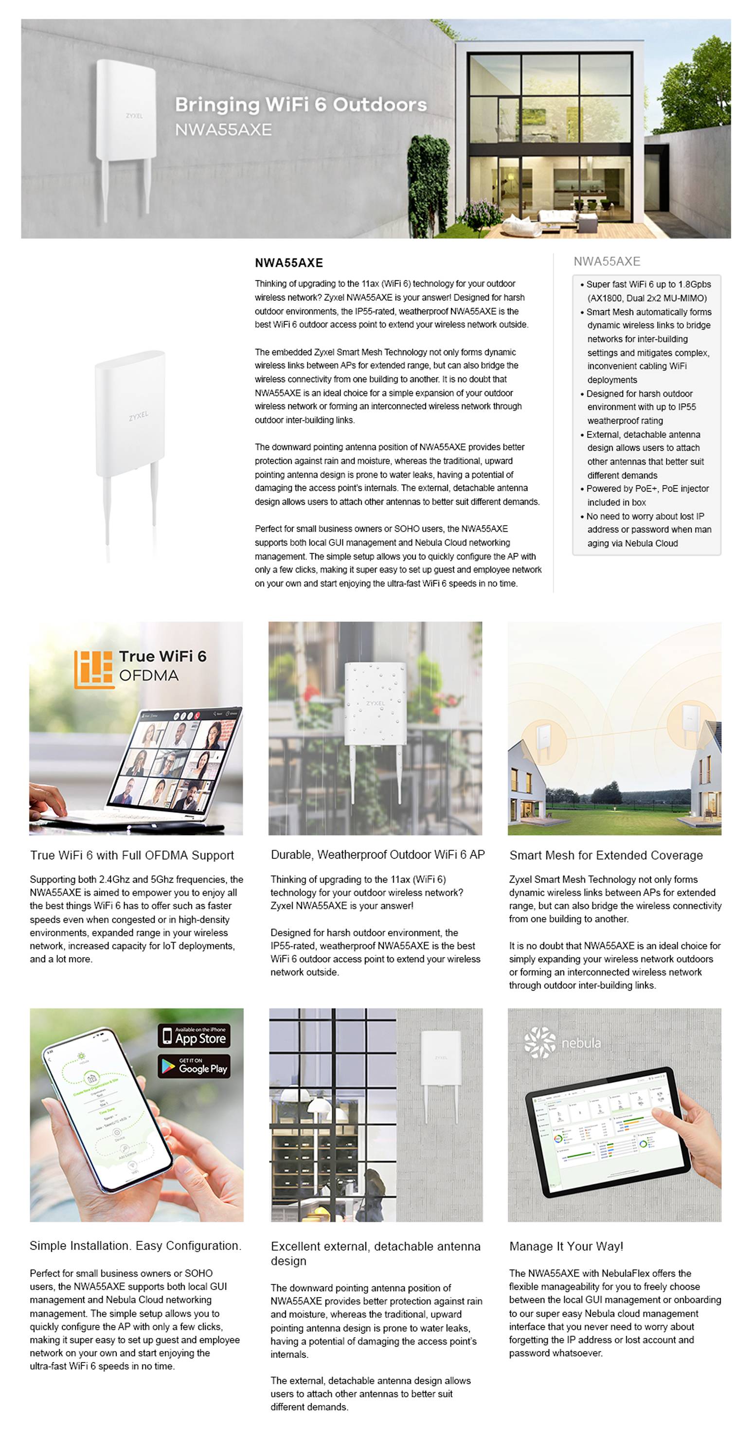 ZyXEL WLAN Repeater NWA55AXE-EU0102F NWA55AXE-EU0102F 1.75 GBit/s Mesh-fähig