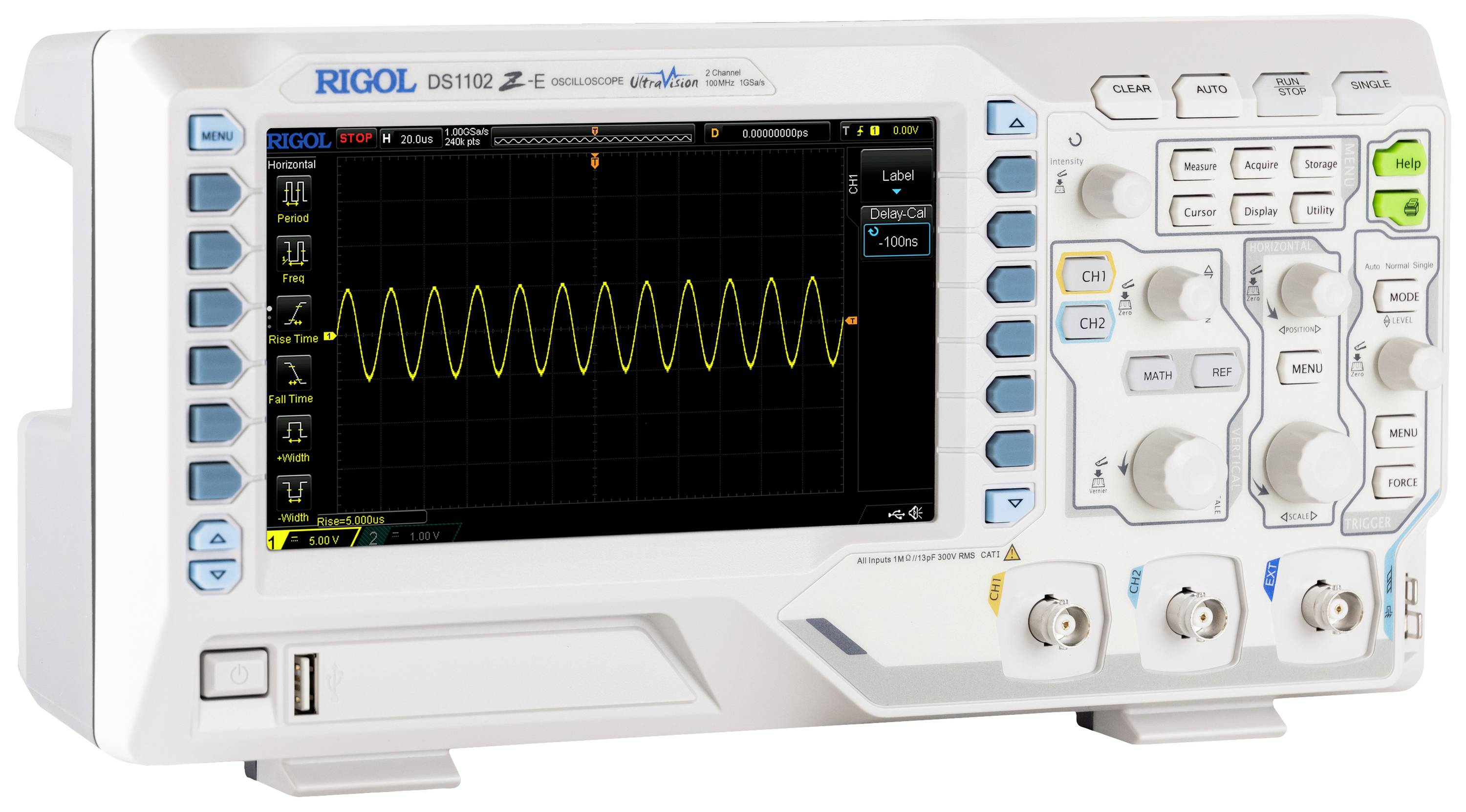 Rigol DS1102Z-E Digital-Oszilloskop 100MHz 2-Kanal 1 GSa/s 24 Mpts 8 Bit Digital-Speicher (DSO) 1St.