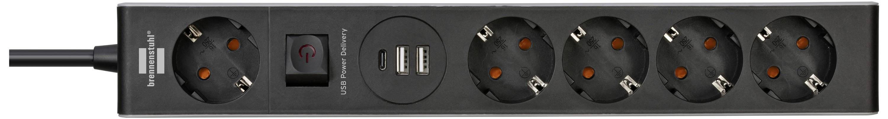 Brennenstuhl 1159780615 Steckdosenleiste mit Schalter 4fach Schwarz-Grau 1St.