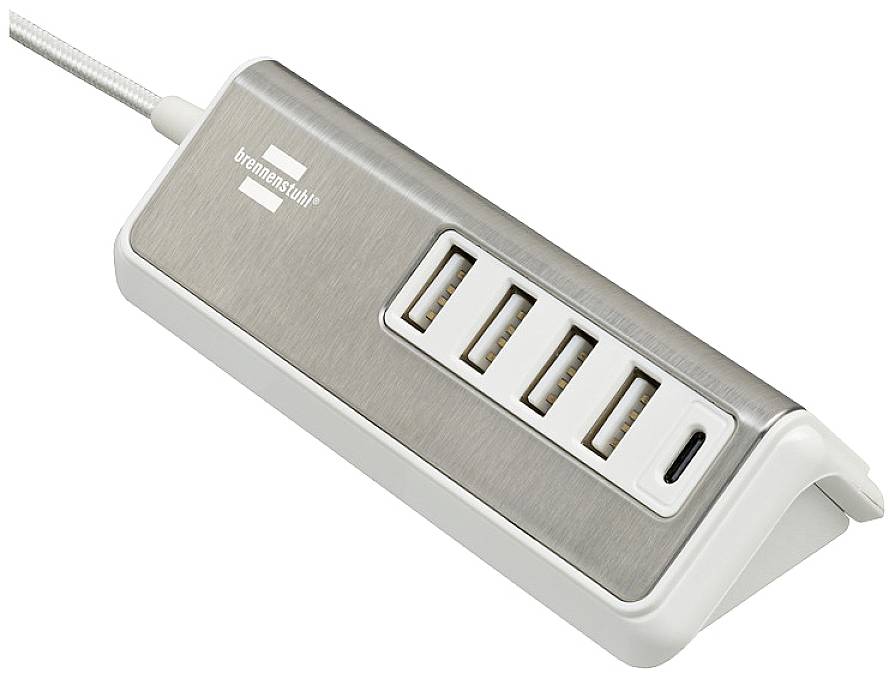 Brennenstuhl USB Ladegerät 20W 4x USB-A, 1x USB-C® USB PD Silber, Weiß Innenbereich
