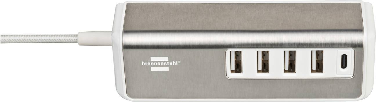 Brennenstuhl USB Ladegerät 20 W 4x USB-A, 1x USB-C® USB PD Silber, Weiß Innenbereich