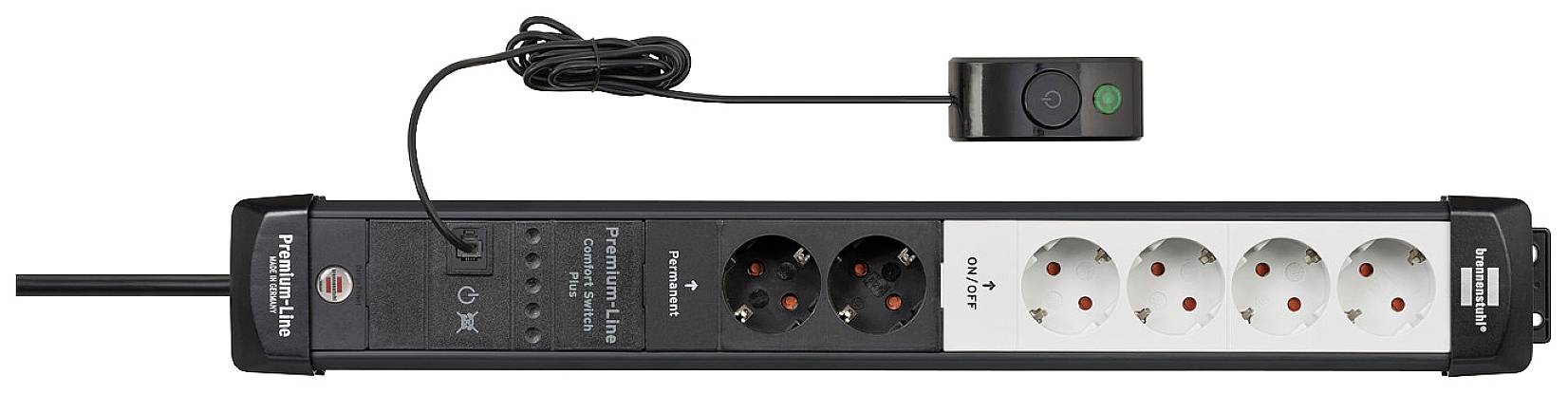 Brennenstuhl 1951560103 Steckdosenleiste mit Schalter 6fach Schwarz/Weiß 1St.