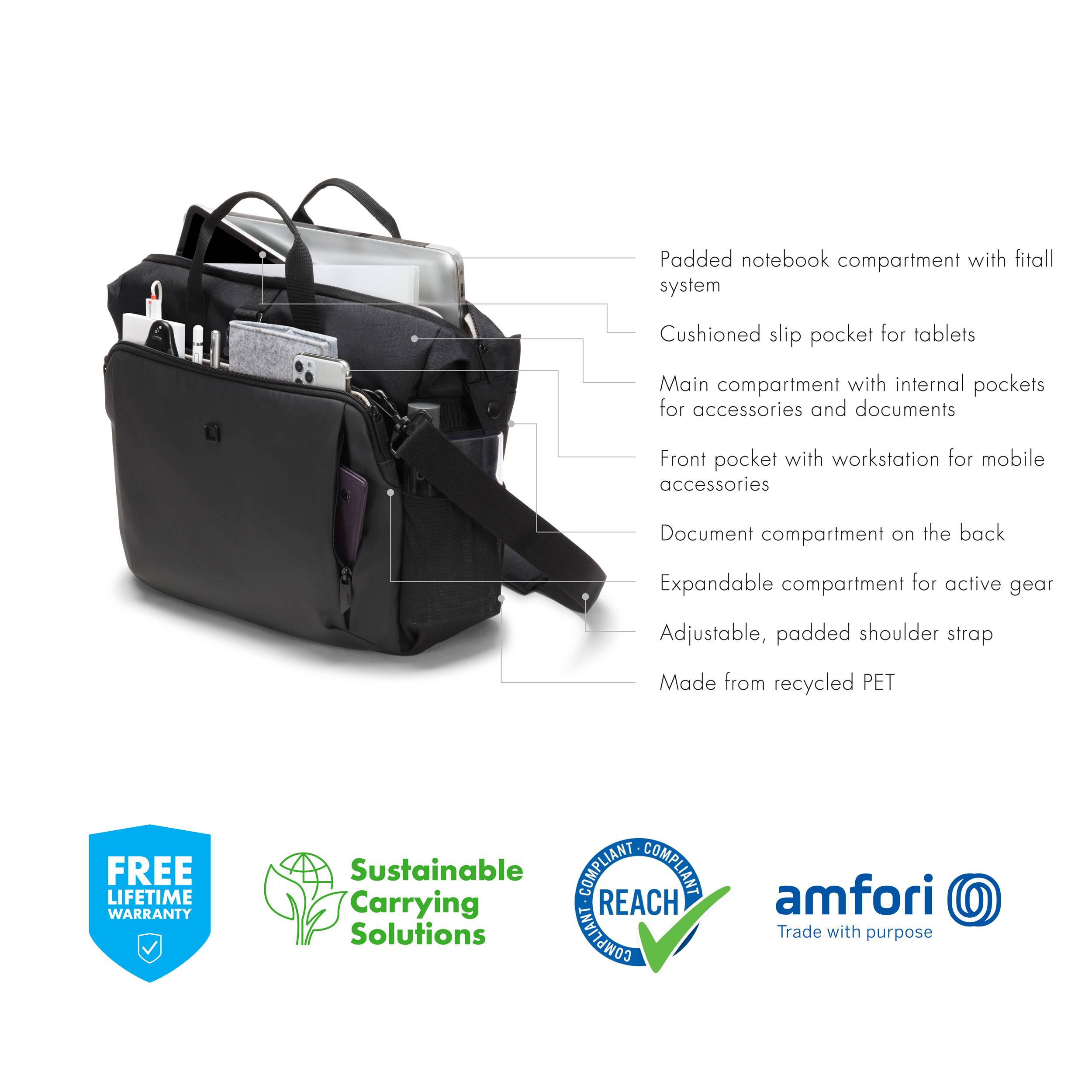 Dicota Notebook Tasche Eco Top Traveller GO Passend für maximal: 39,6cm (15,6") Schwarz