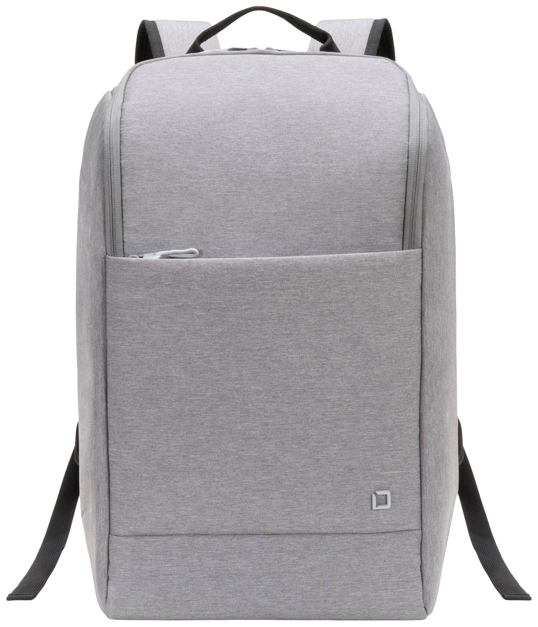 Ein grauer, moderner Rucksack mit Reißverschluss und einer Fronttasche. Geeignet für den täglichen Gebrauch oder Reisen.