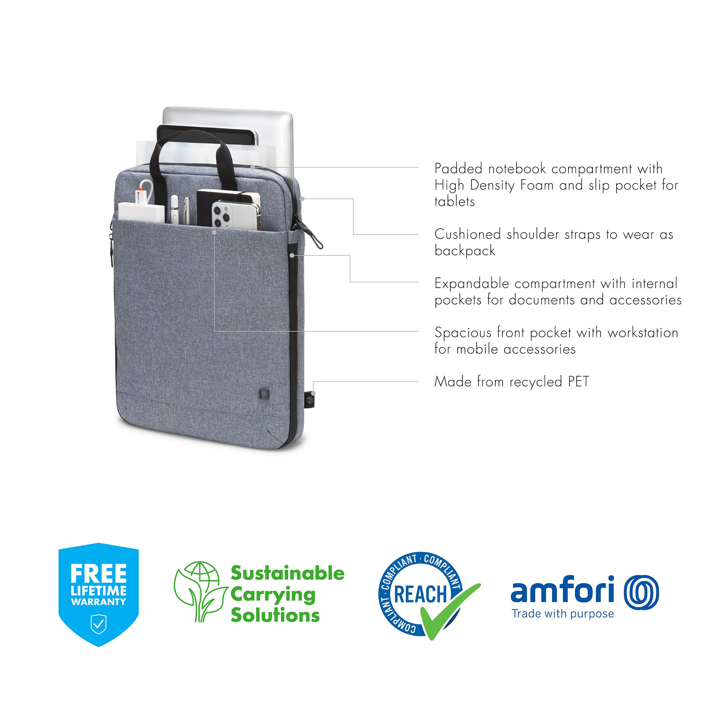 Dicota Notebook Tasche Eco MOTION Passend für maximal: 39,6 cm (15,6") Denim, Blue