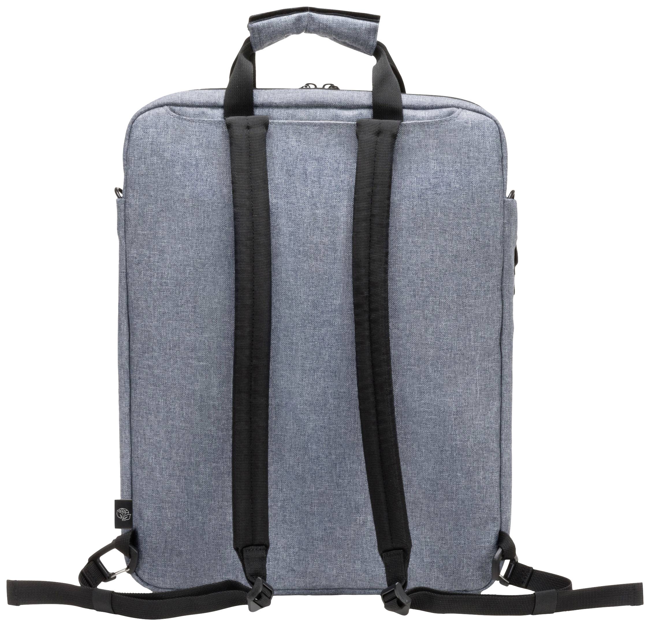 Blauer Rucksack mit zwei schwarzen, verstellbaren Schultergurten und einem Tragegriff oben. Schlichtes Design ohne Logos.
