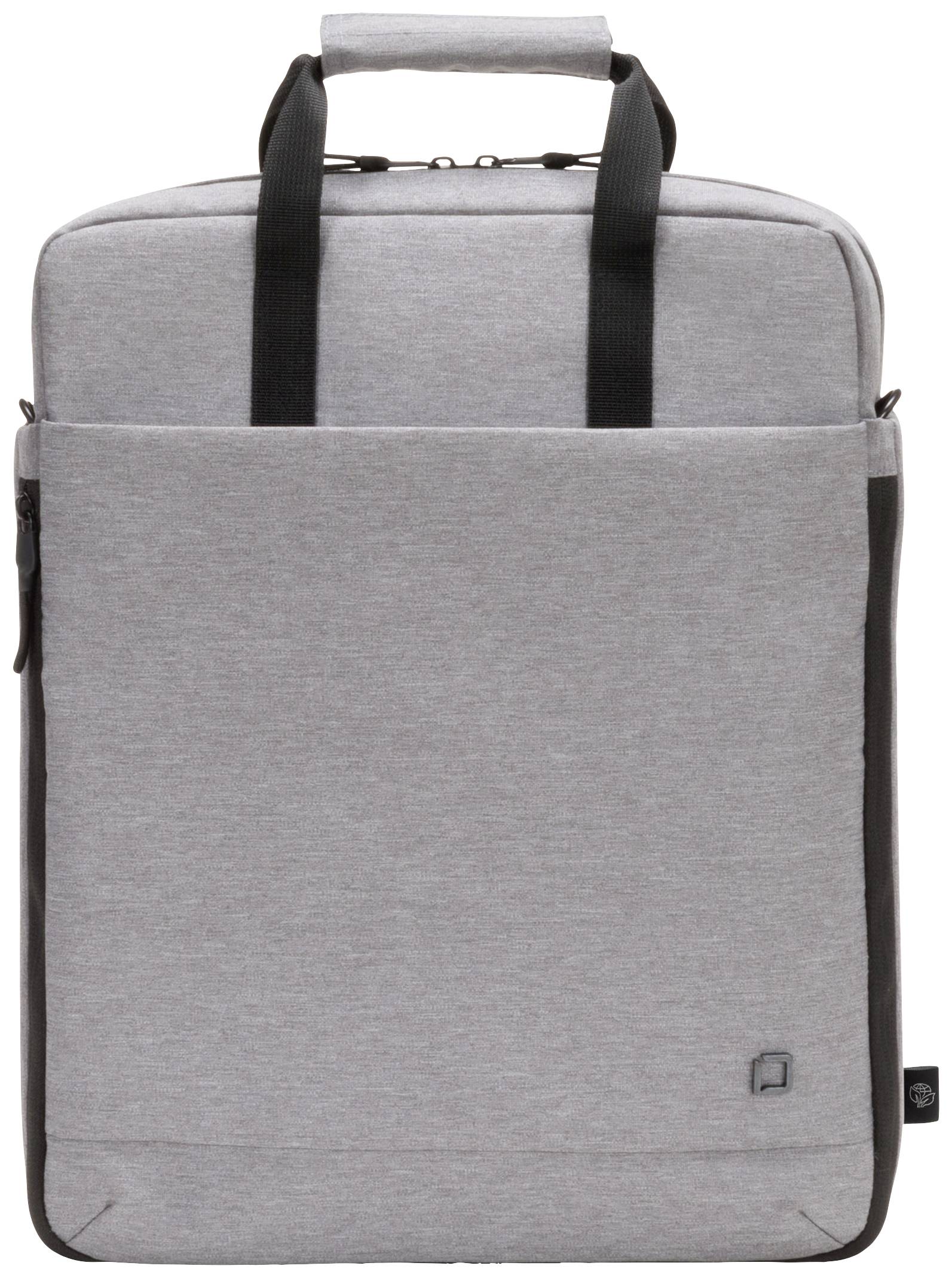 Grauer Laptop-Rucksack mit zwei schwarzen Trägern und Tragegriff, minimalistisches Design.