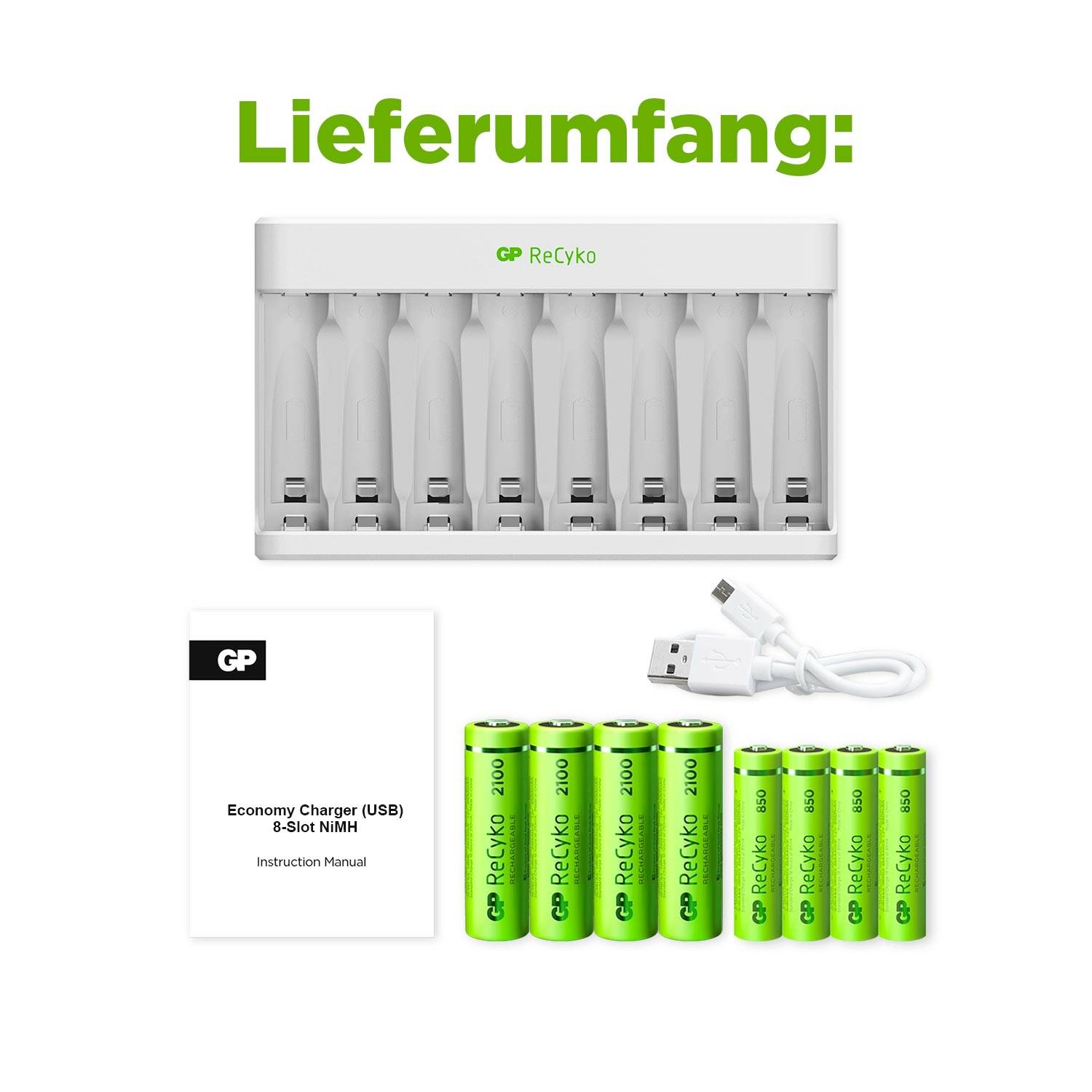 GP E811 Rundzellen-Ladegerät NiMH Micro (AAA), Mignon (AA)