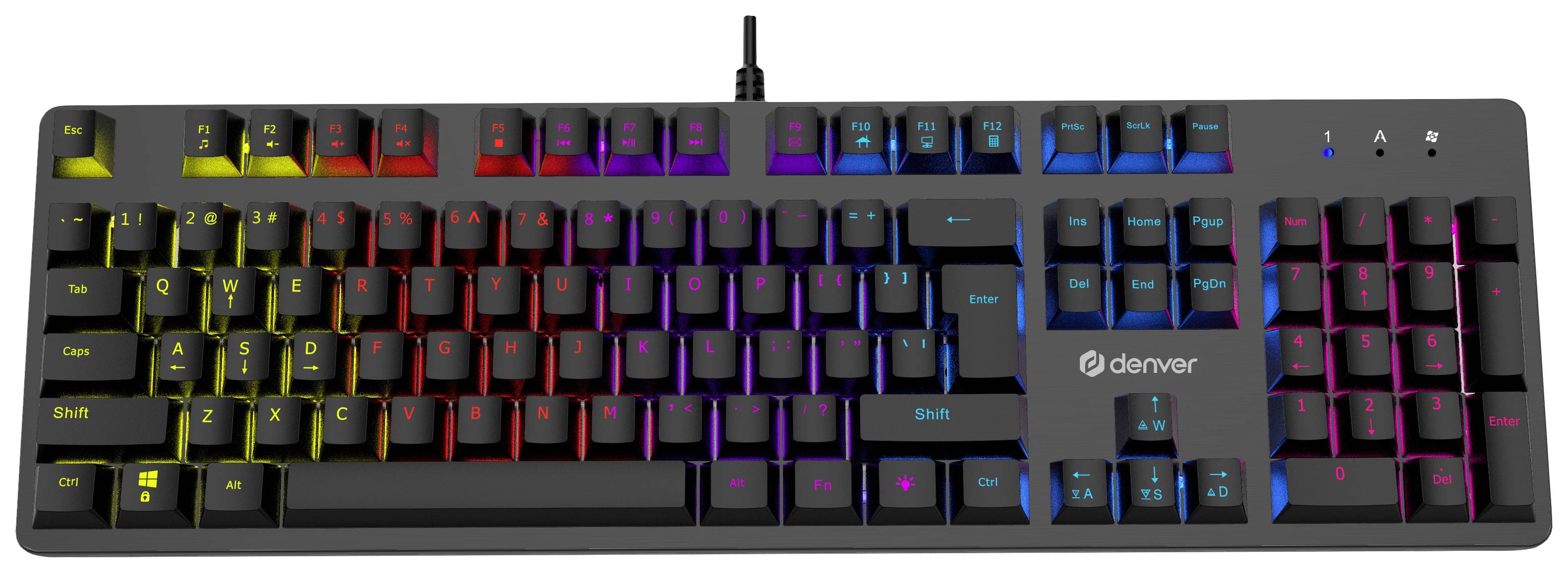 Denver GKK-330 DE USB Gaming-Tastatur Nordisch, QWERTY Schwarz Beleuchtet