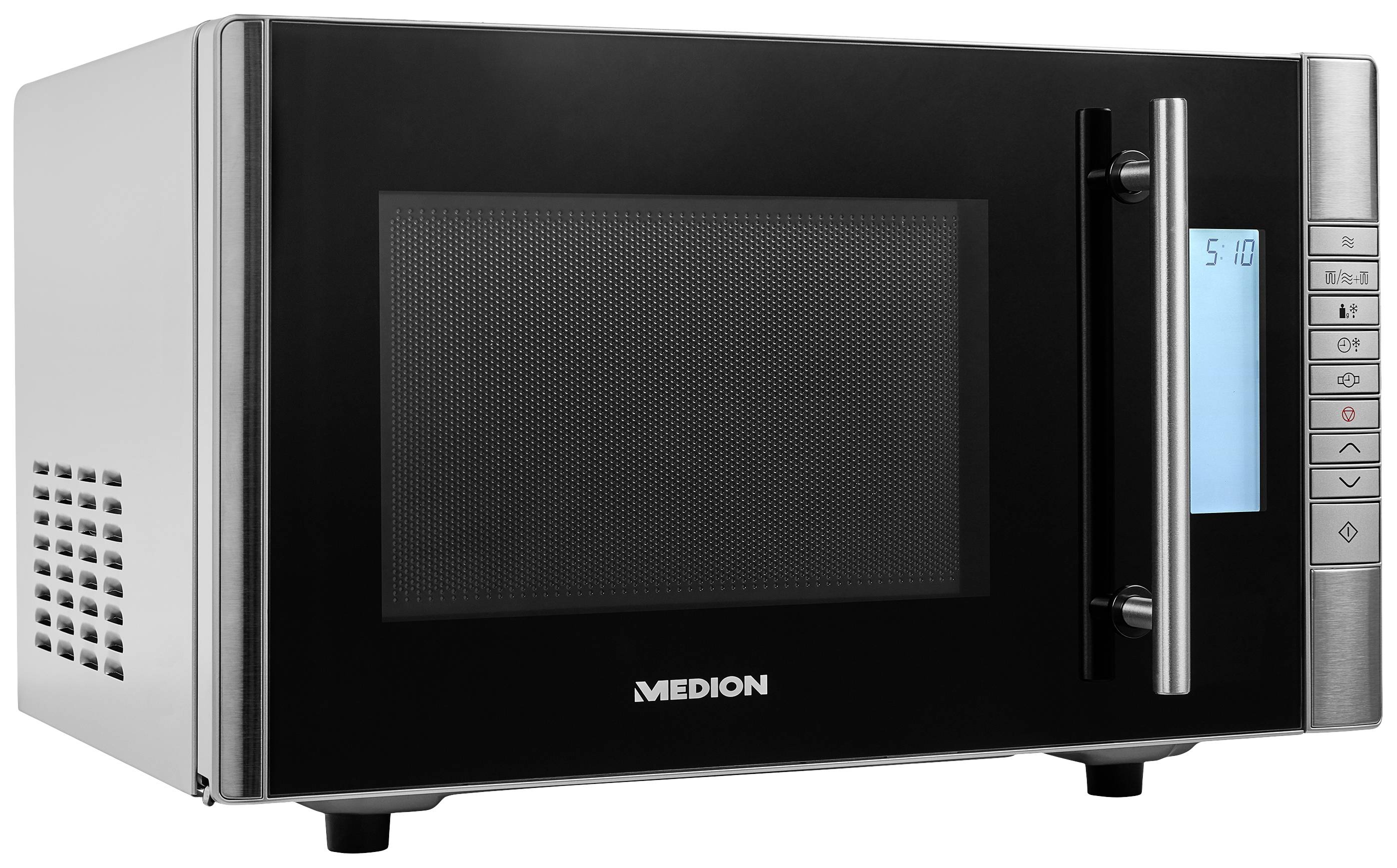 Medion MD 14482 Mikrowelle Edelstahl, Schwarz 800 W Grillfunktion, mit Display, Timerfunktion