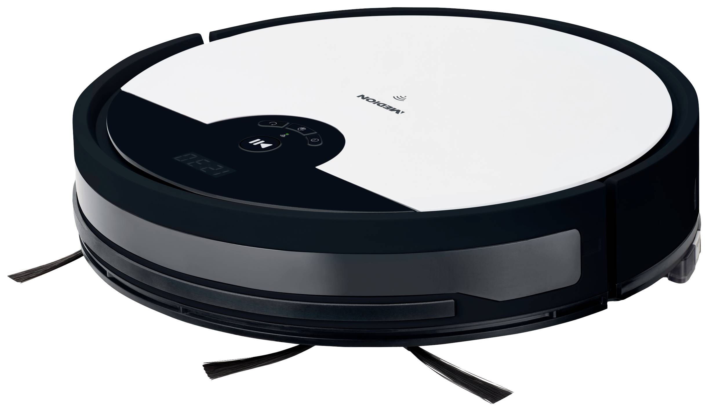 Medion MD 20011 Saugroboter Weiß, Schwarz App gesteuert, kompatibel mit Amazon Alexa, kompatibel mit Google Home, Zyklon-Technik