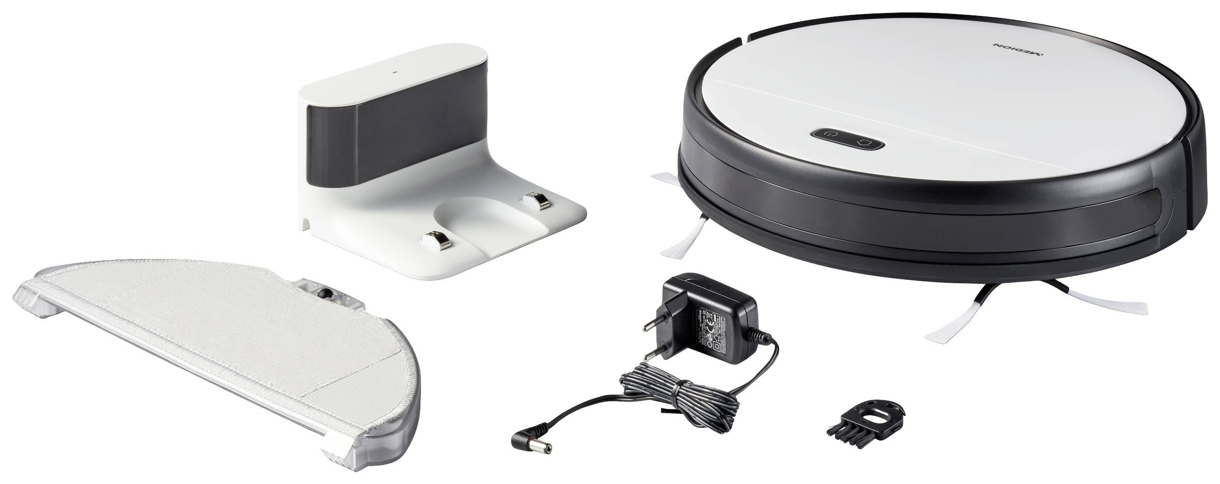 Medion MD 20021 Saugroboter Weiß, Schwarz App gesteuert, kompatibel mit Amazon Alexa, kompatibel mit Google Home, Sprachgesteuert