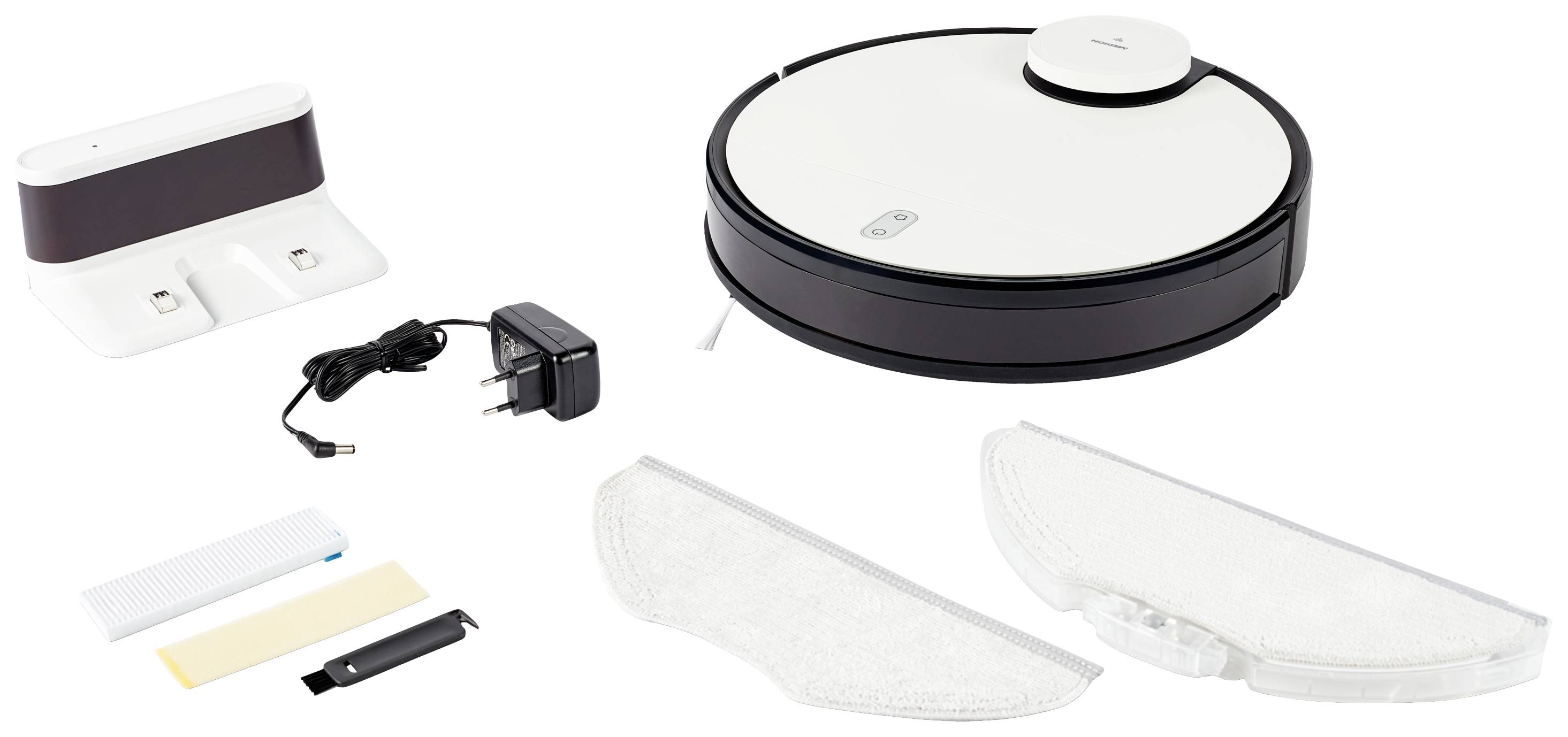 Medion MD 20040 Saugroboter Weiß, Schwarz App gesteuert, Sprachgesteuert, kompatibel mit Amazon Alexa, kompatibel mit Google Home