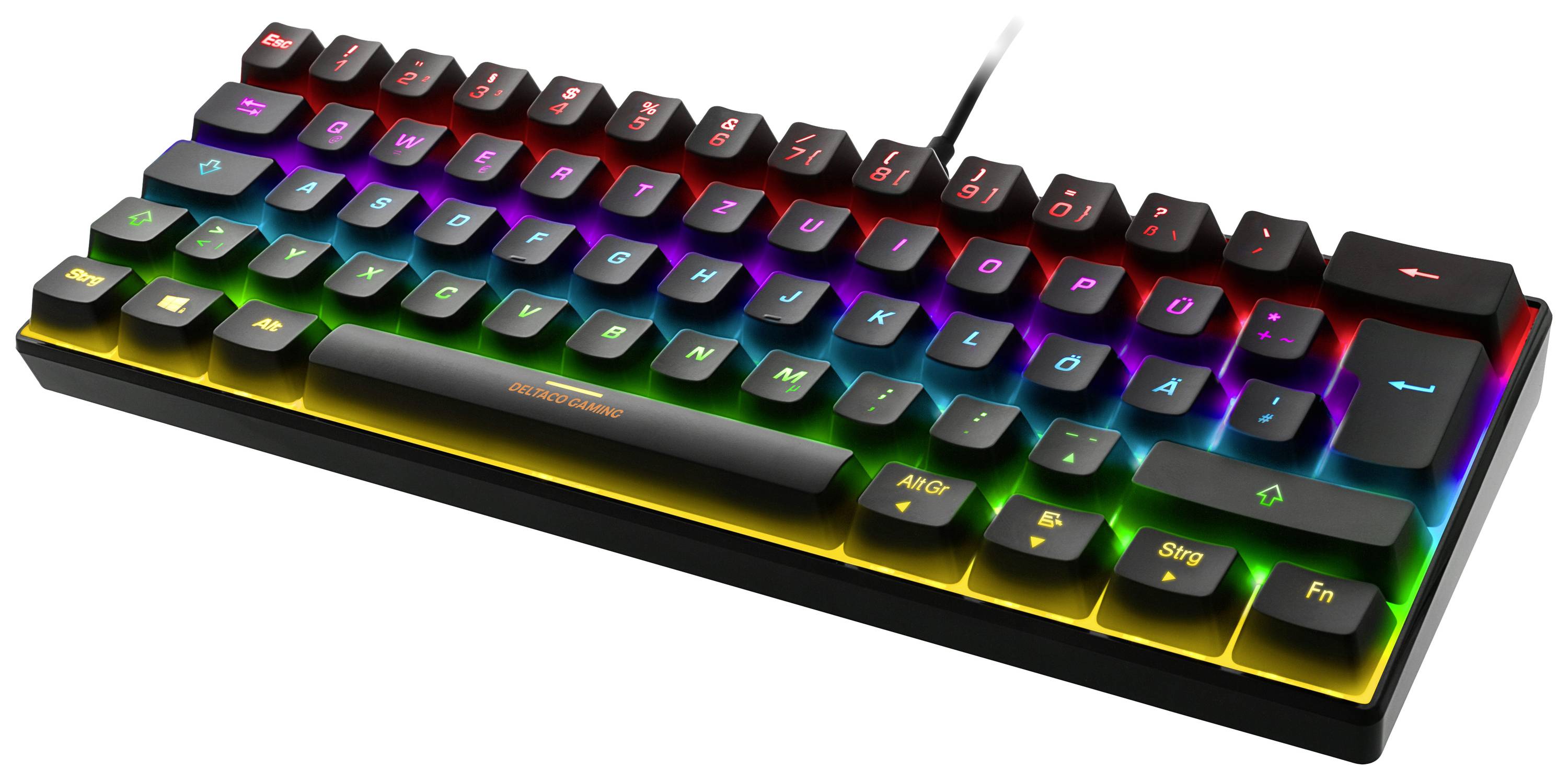 DELTACO GAMING GAM-075-DE Kabelgebunden Gaming-Tastatur Deutsch, QWERTZ Schwarz Beleuchtet
