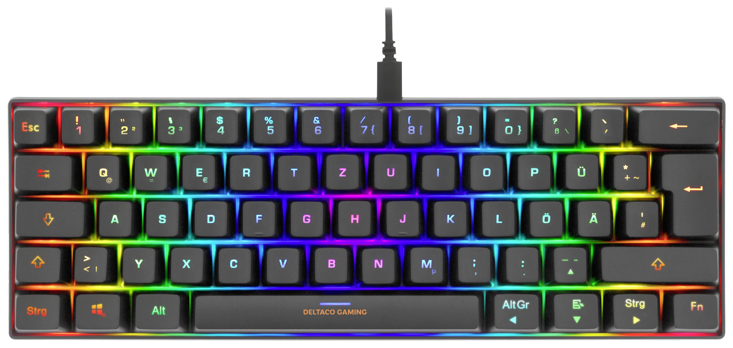 DELTACO GAMING GAM-075-DE Kabelgebunden Gaming-Tastatur Deutsch, QWERTZ Schwarz Beleuchtet