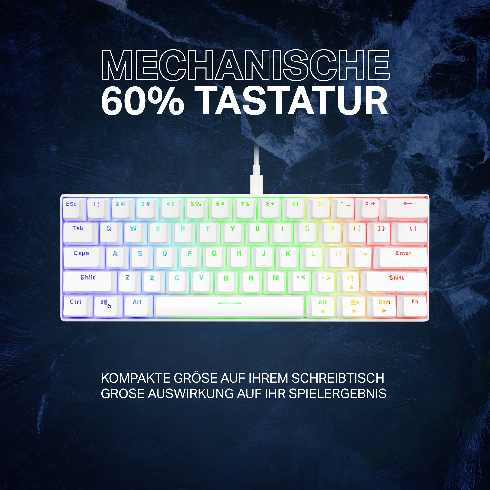 DELTACO GAMING GAM-075-W-DE Kabelgebunden Gaming-Tastatur Deutsch, QWERTZ Weiß Beleuchtet