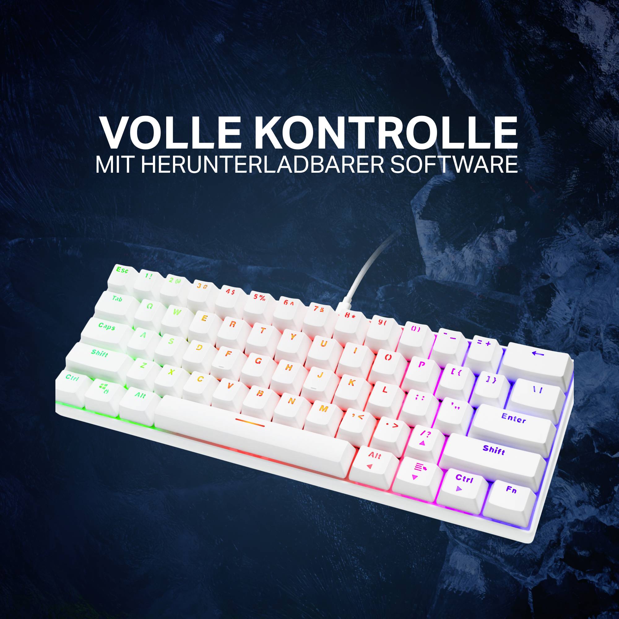 DELTACO GAMING GAM-075-W-DE Kabelgebunden Gaming-Tastatur Deutsch, QWERTZ Weiß Beleuchtet