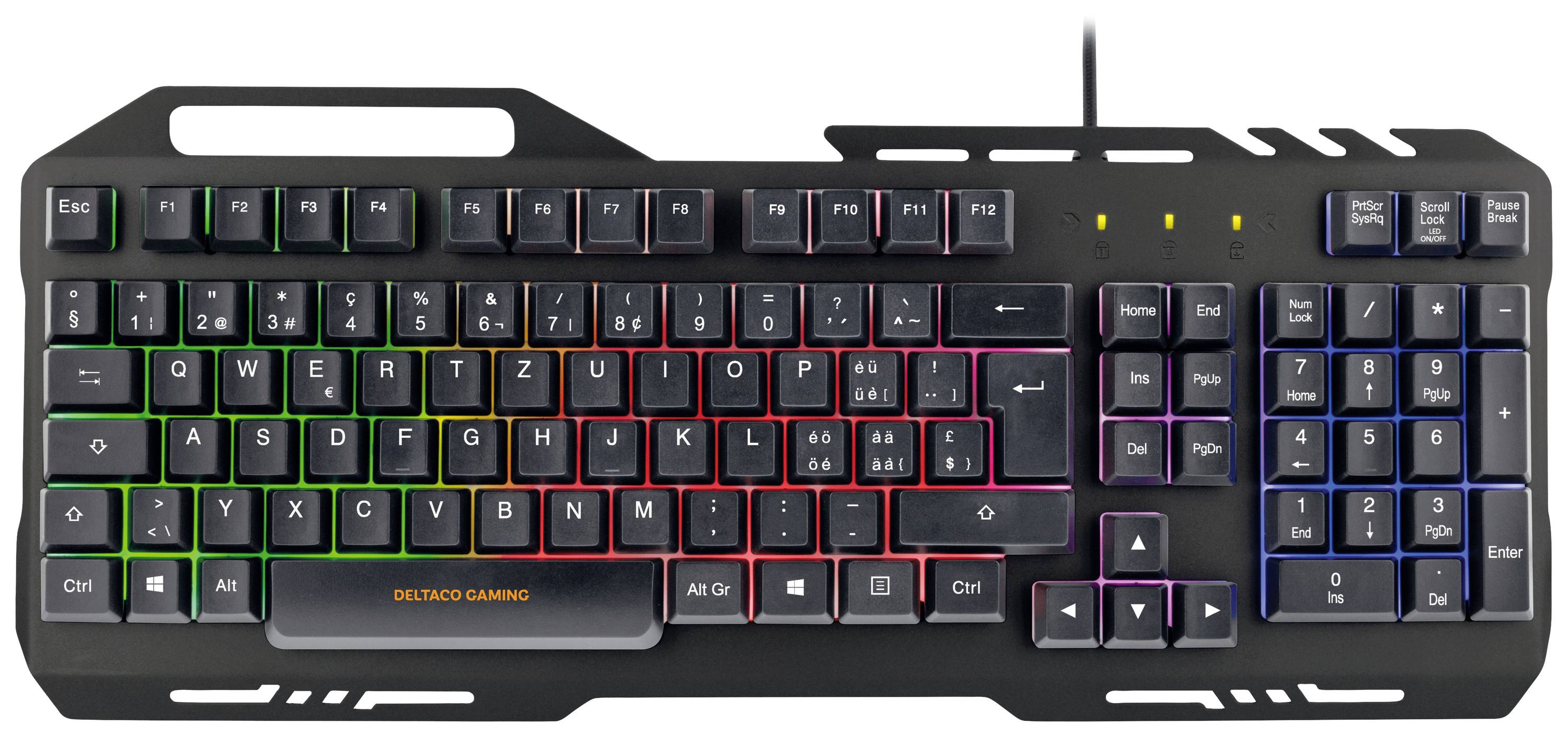 DELTACO GAMING GAM-113-DE USB, Kabelgebunden Gaming-Tastatur, Maus-Set Beleuchtet Deutsch, QWERTZ Schwarz
