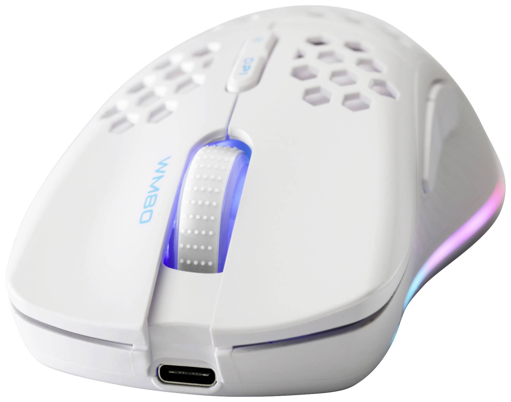 DELTACO GAMING WM80 Gaming-Maus Funk Optisch Weiß 7 Tasten 4800 dpi Beleuchtet, Wiederaufladbar