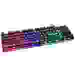 DELTACO GAMING GAM-021-RGB-DE Kabelgebunden, USB Gaming-Tastatur Deutsch, QWERTZ Schwarz Ergonomisc