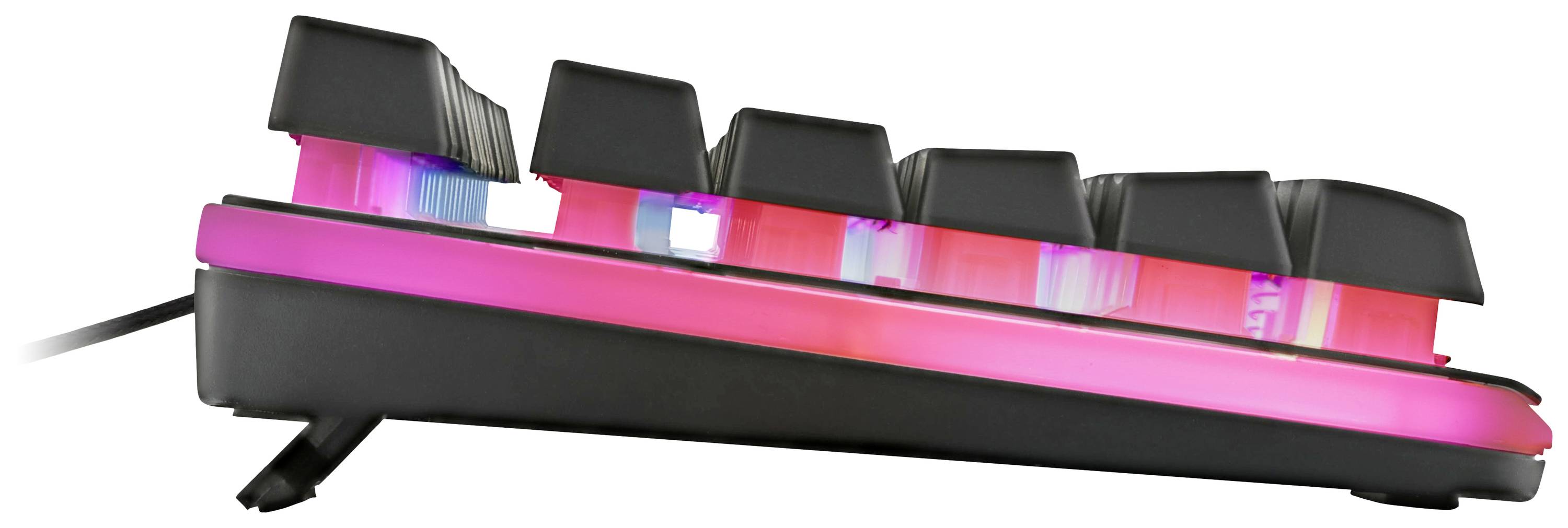 DELTACO GAMING GAM-021-RGB-DE Kabelgebunden, USB Gaming-Tastatur Deutsch, QWERTZ Schwarz Ergonomisch, Beleuchtet