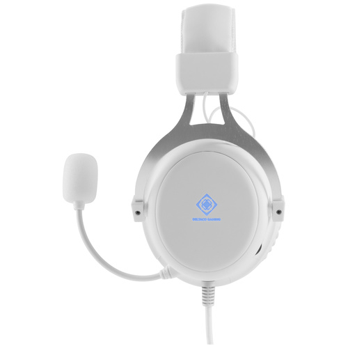 DELTACO GAMING GAM-030-W Gaming Over Ear Headset kabelgebunden Stereo Weiß Lautstärkeregelung, Mikr